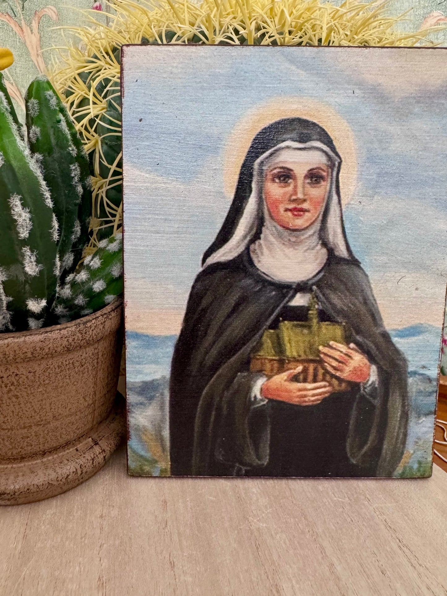 Vintage Saint Kinga of Poland Icon on Wood