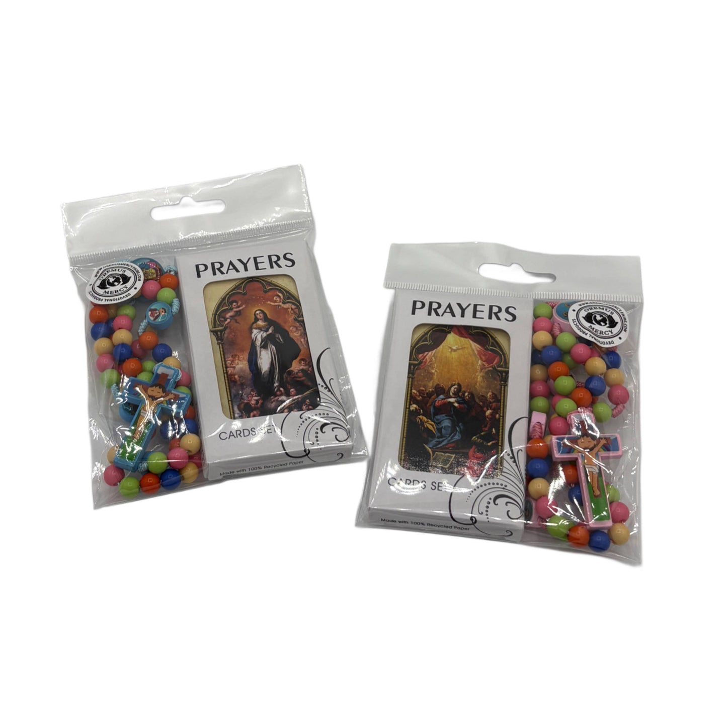 Catholic Children's Rosary & Prayer Card Set – Pink Saints Rosary Gift