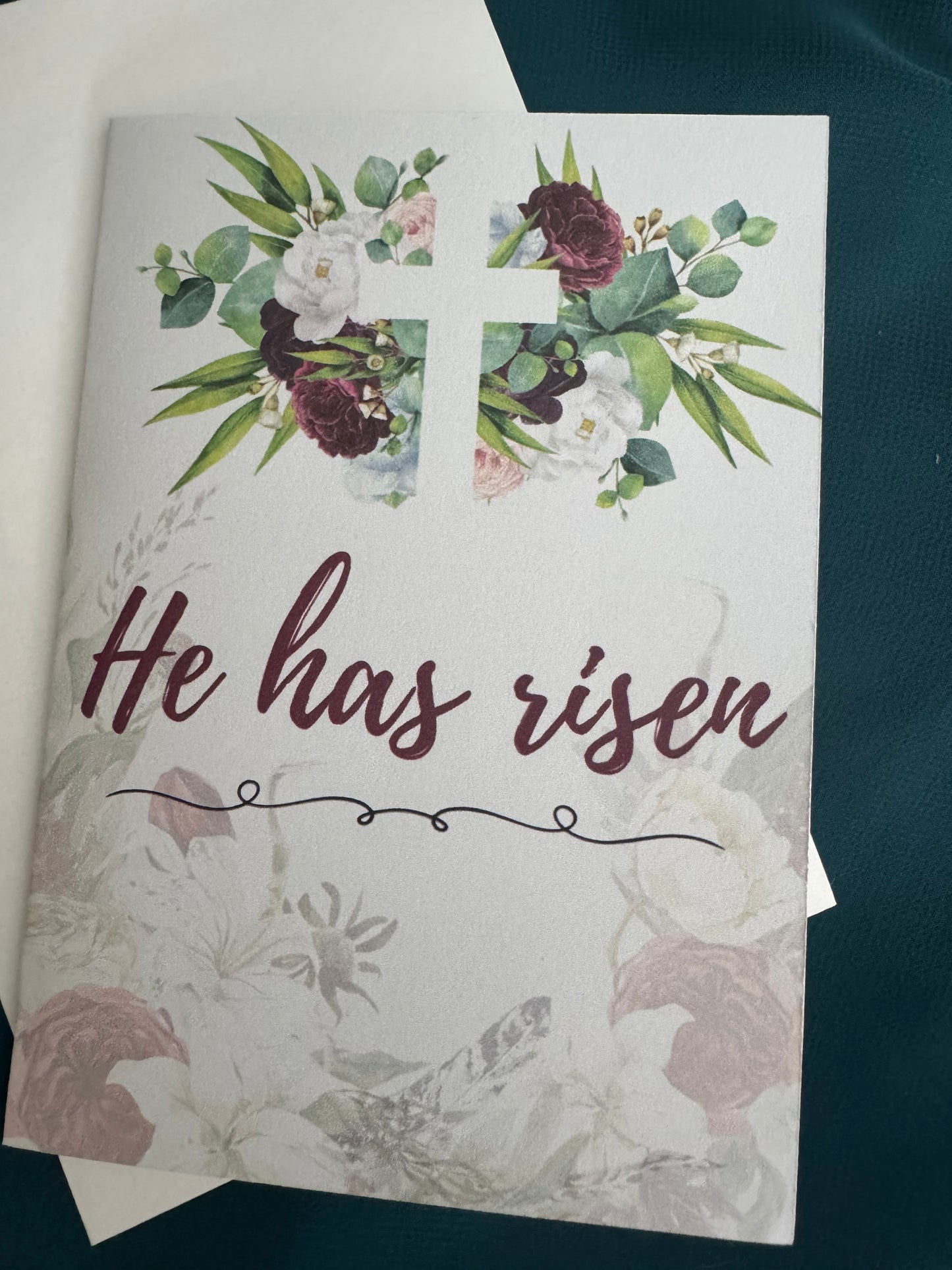 Handmade Floral Easter Card – “He Has Risen”