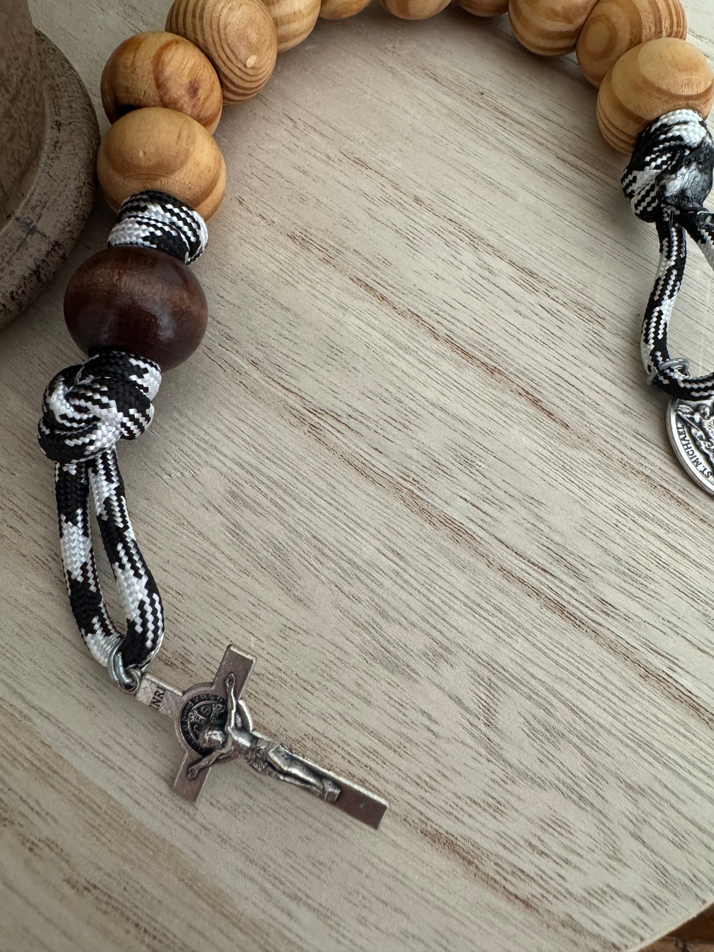Handmade Paracord Single Decade Rosary – St. Michael & St. Benedict