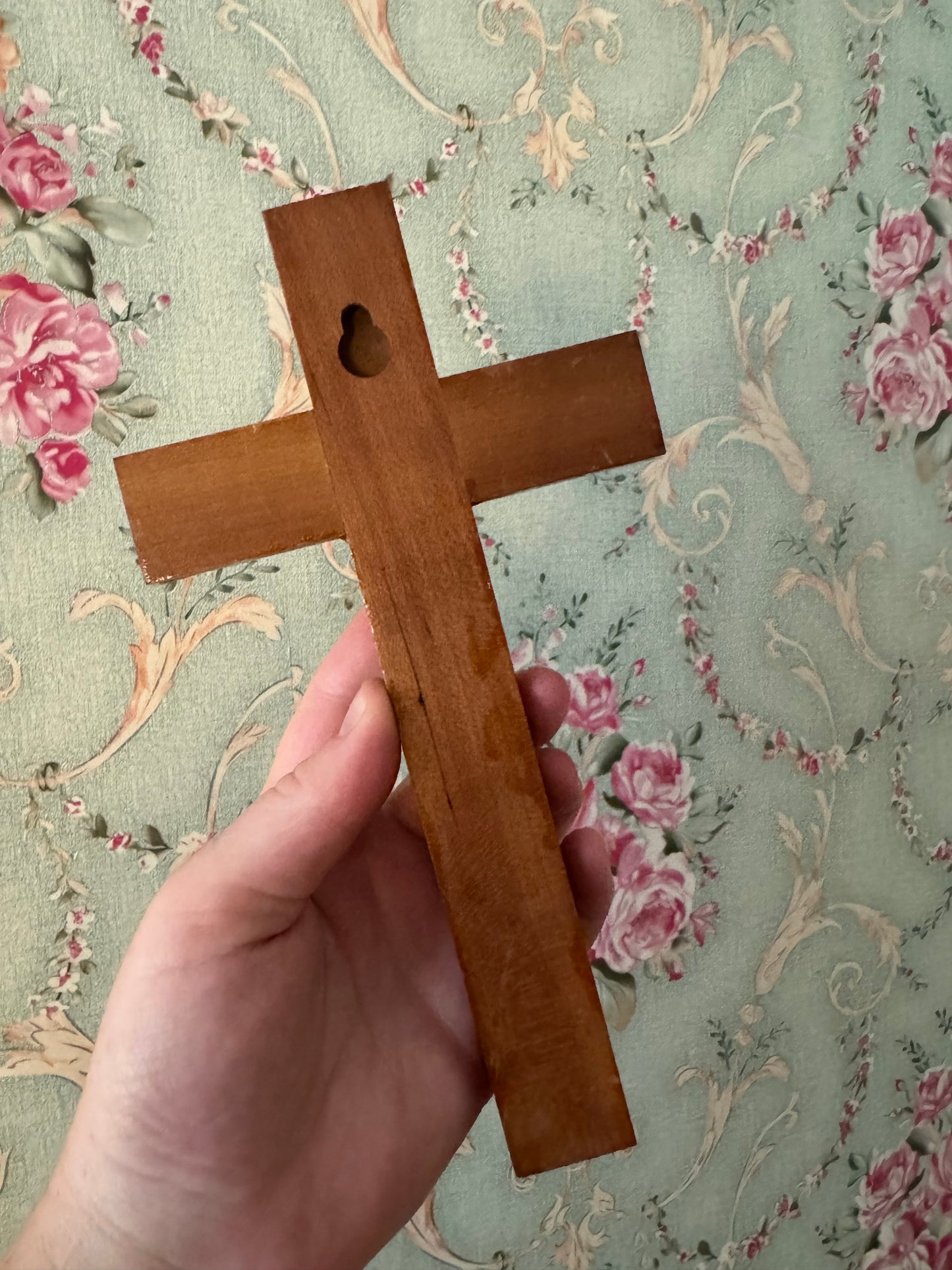 Vintage Light Grain Handmade Crucifix – 8in x 4.5in