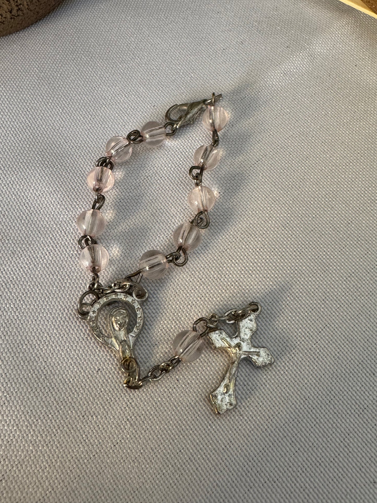 Delicate Vintage Pink & Silver Catholic Chaplet
