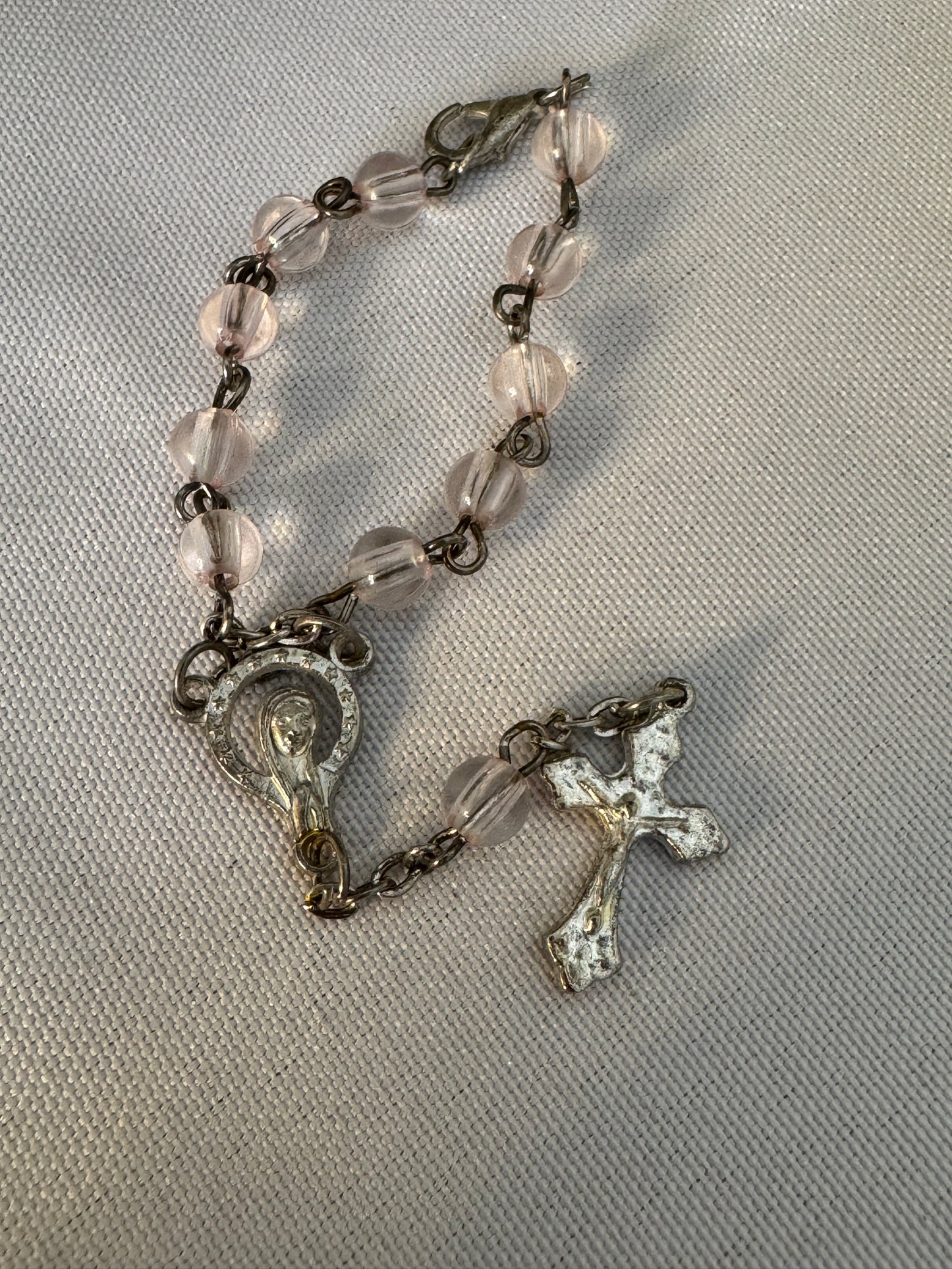 Delicate Vintage Pink & Silver Catholic Chaplet