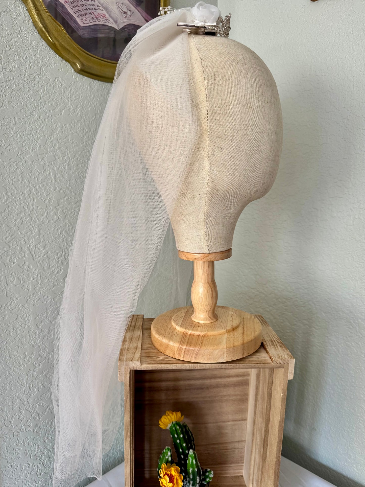 Handmade 23-Inch First Communion Veil with Tiara Style Two