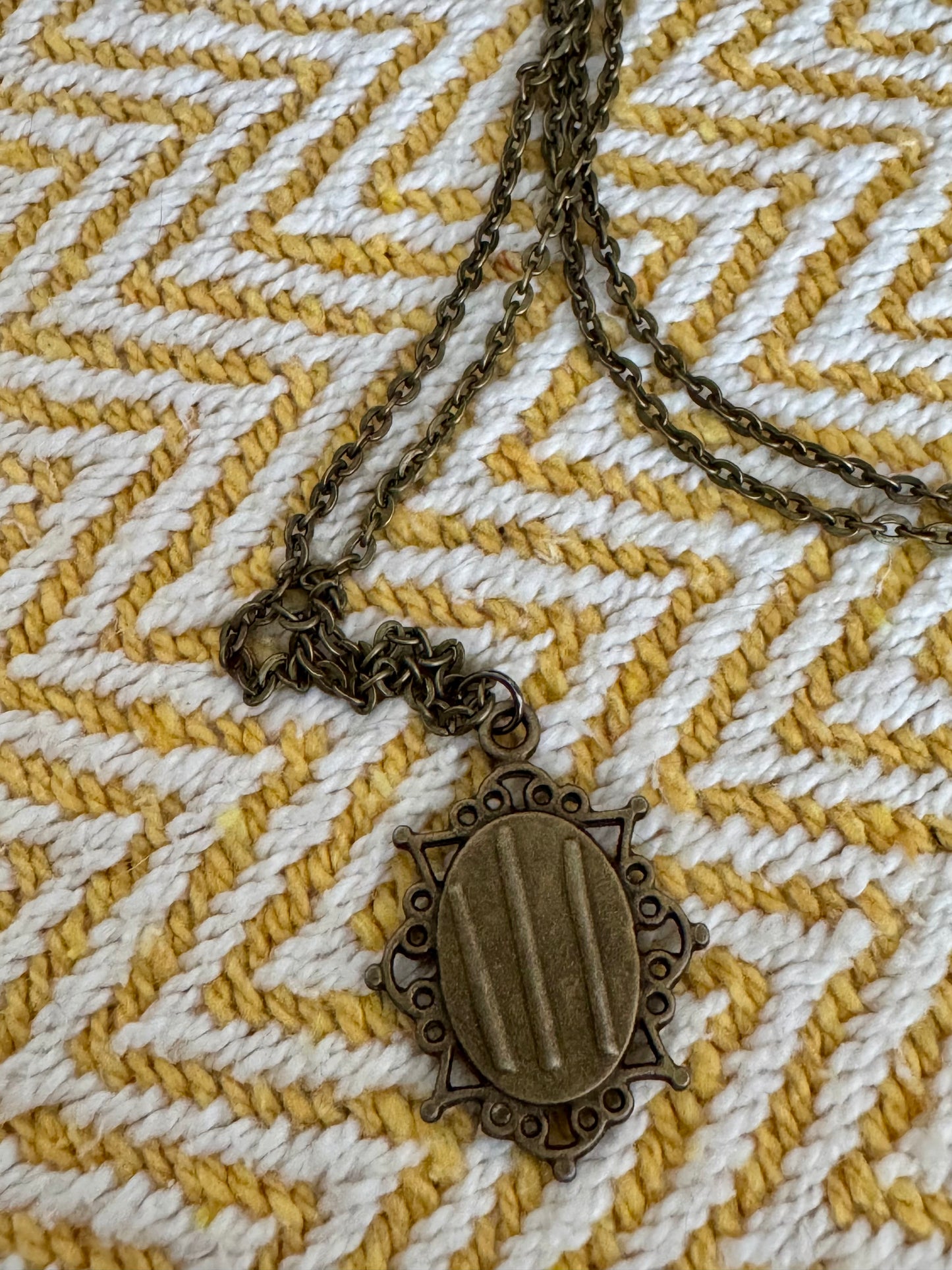 20” Vintage Bronze Catholic Sacred Jesus Portrait Necklace