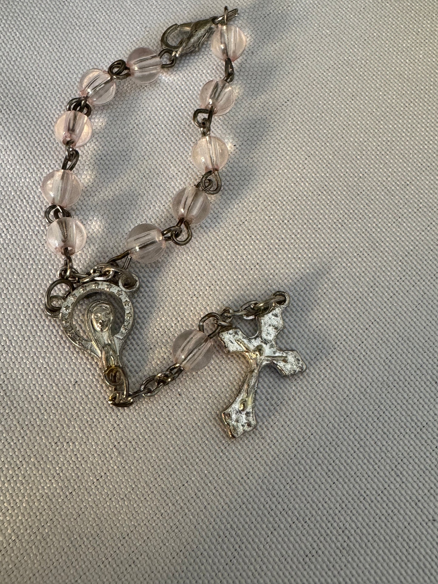 Delicate Vintage Pink & Silver Catholic Chaplet