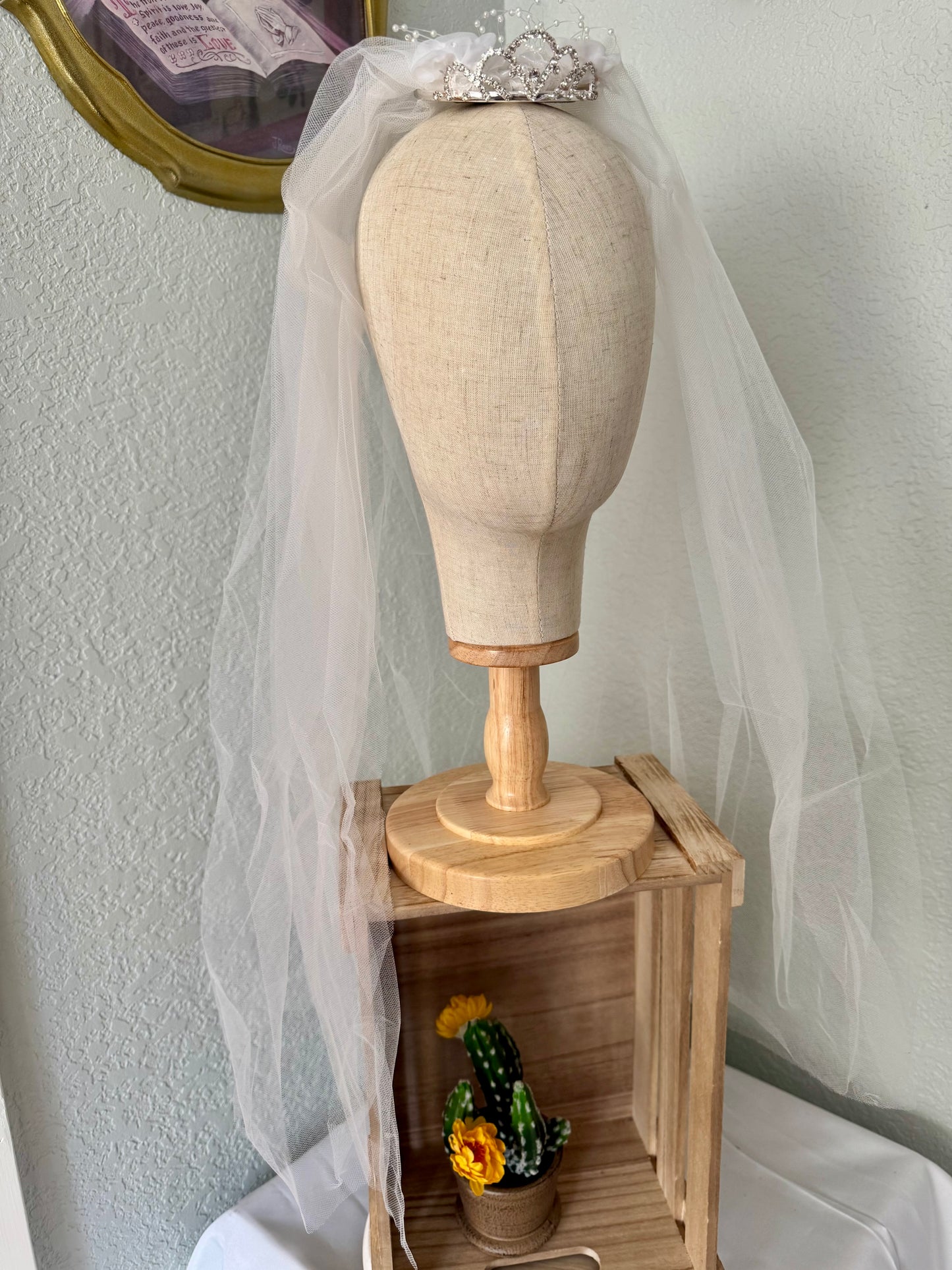 Handmade 23-Inch First Communion Veil with Tiara Style Two
