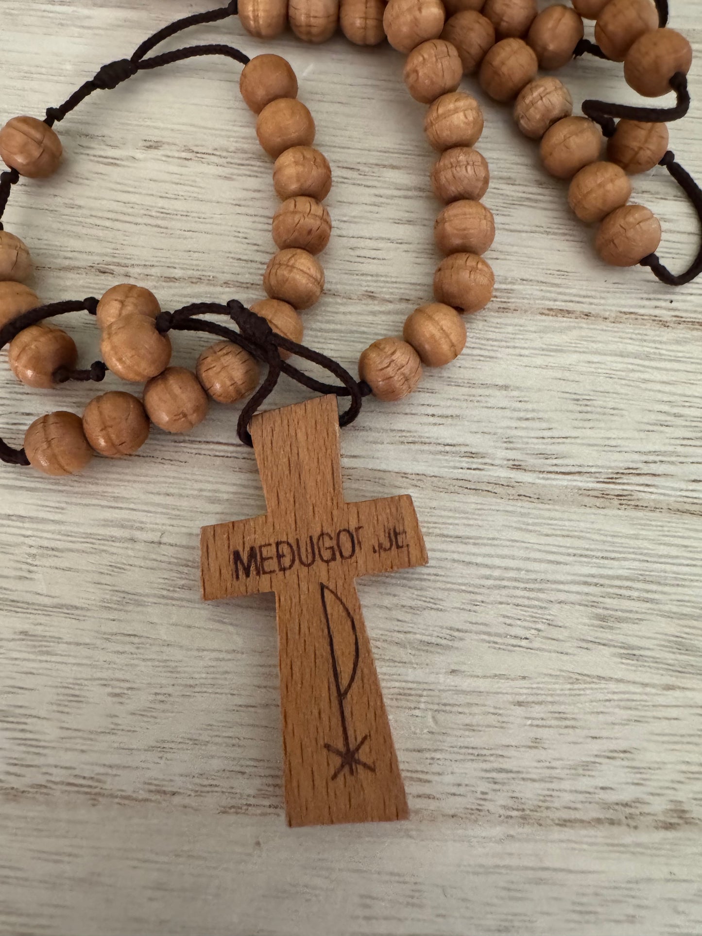 Wood Bead Medjugorje Rosary – Vintage Rope Strand