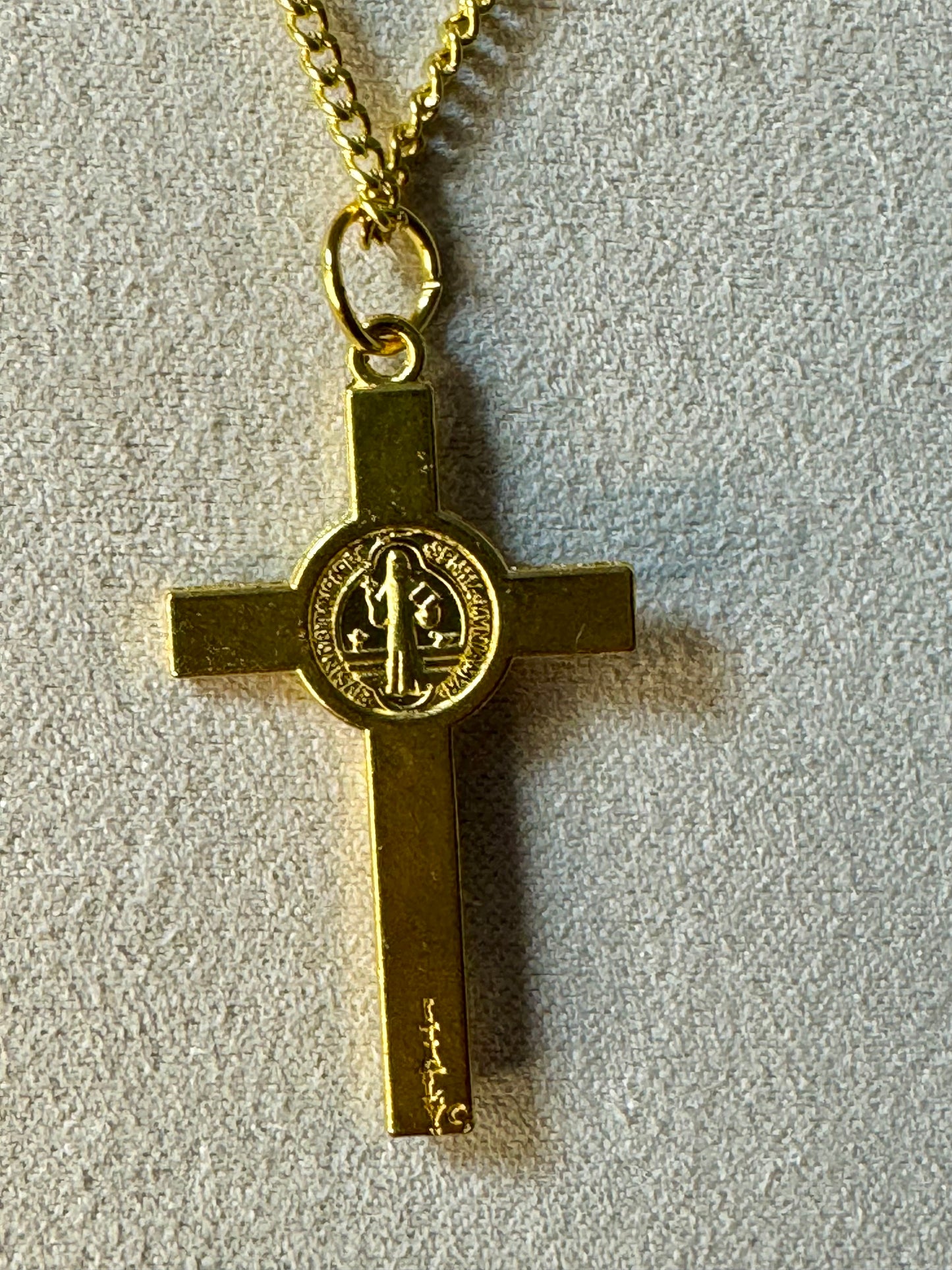 Gold-Tone St. Benedict Crucifix Necklace 18 inch.