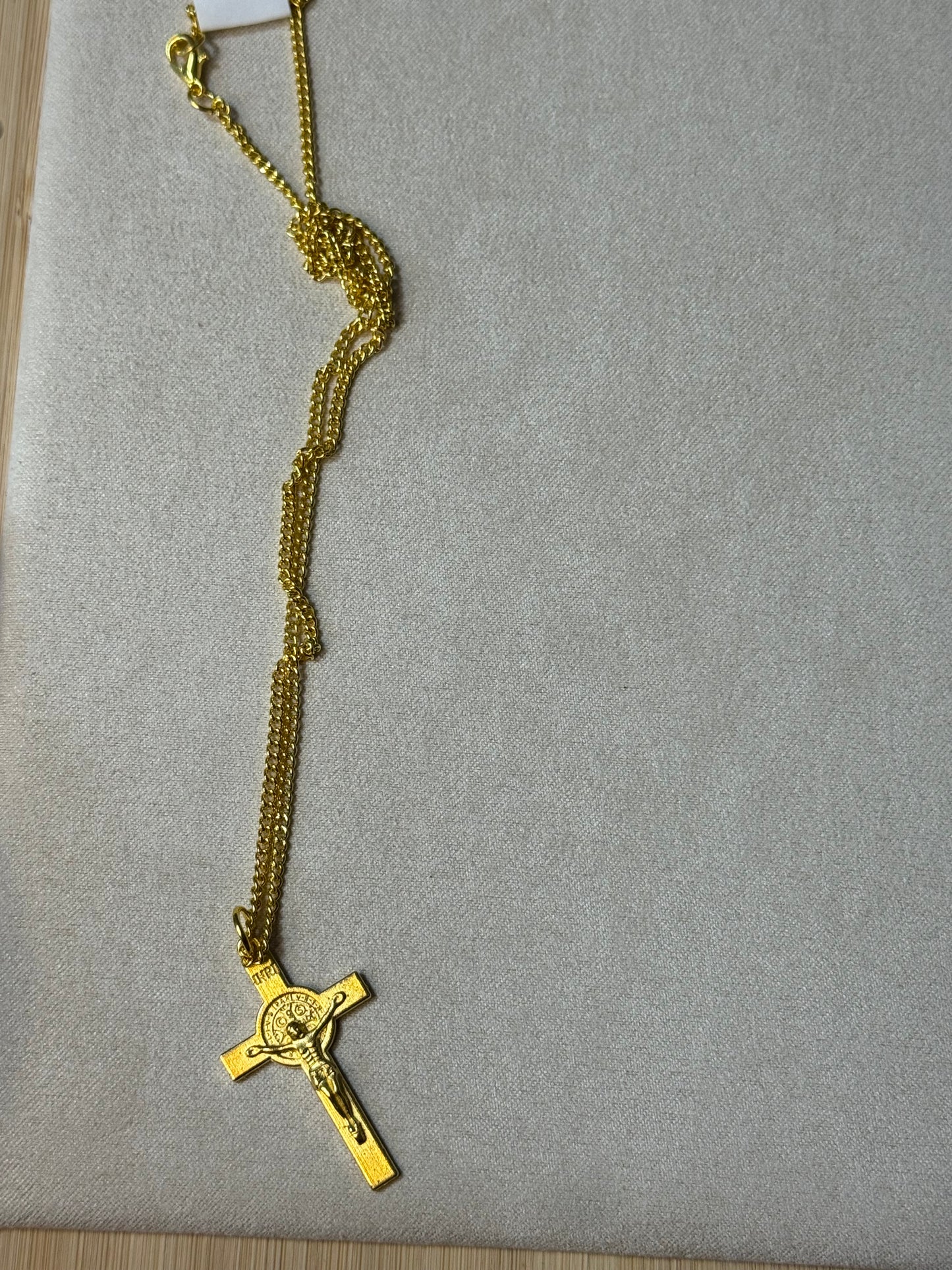 Gold-Tone St. Benedict Crucifix Necklace 18 inch.