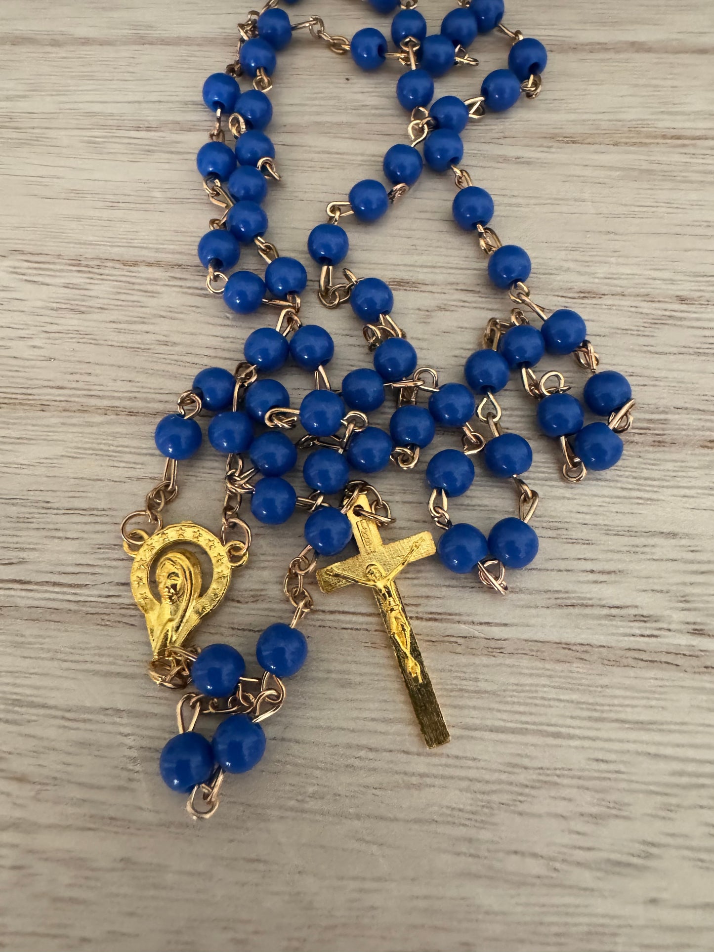 Bright Blue & Gold Rosary – Bold, Elegant, and Devotional