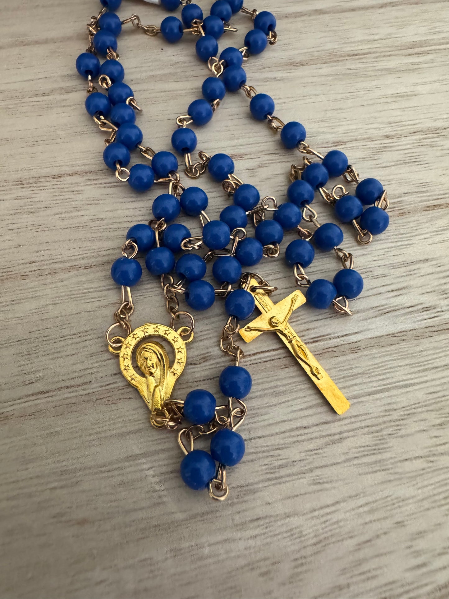 Bright Blue & Gold Rosary – Bold, Elegant, and Devotional