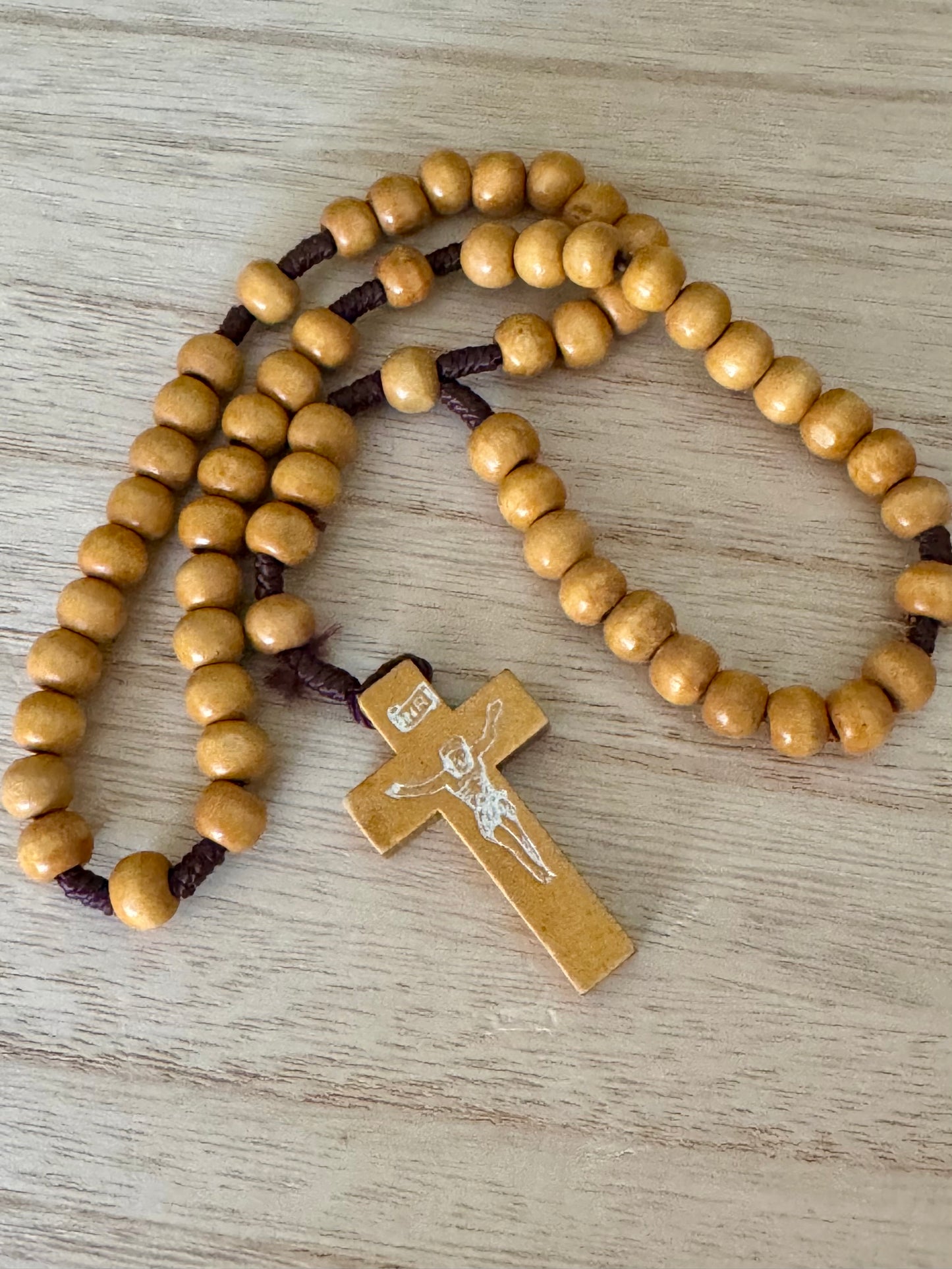 Authentic Olive Wood Rosary – Made in Israel | “Jerusalem” Inscribed