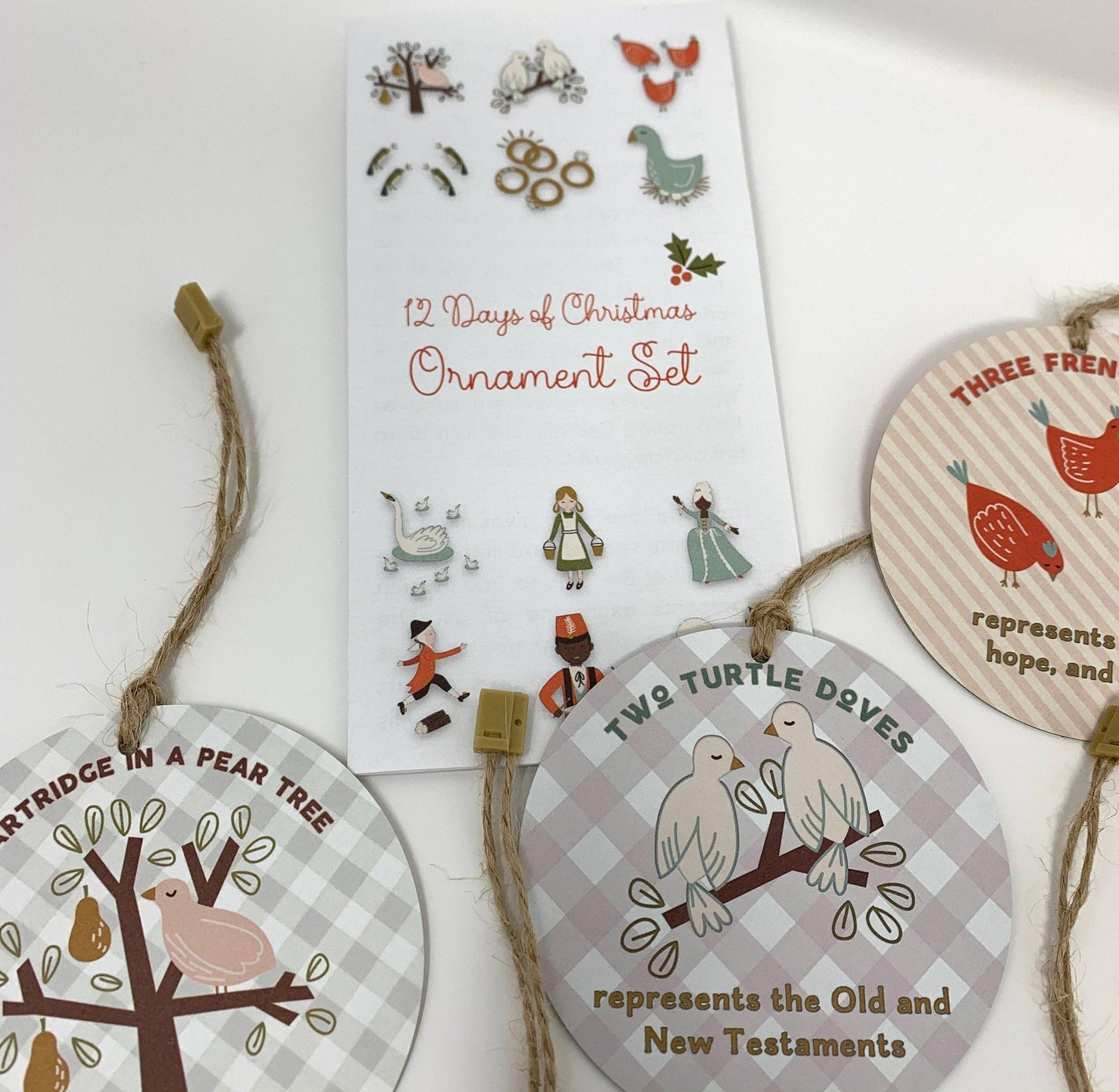 12 Days of Christmas Ornament Set. Baptism Gift. Meaning of 12 Days of Christmas Ornament, Coloring book and sticker Set. Catholic Christmas