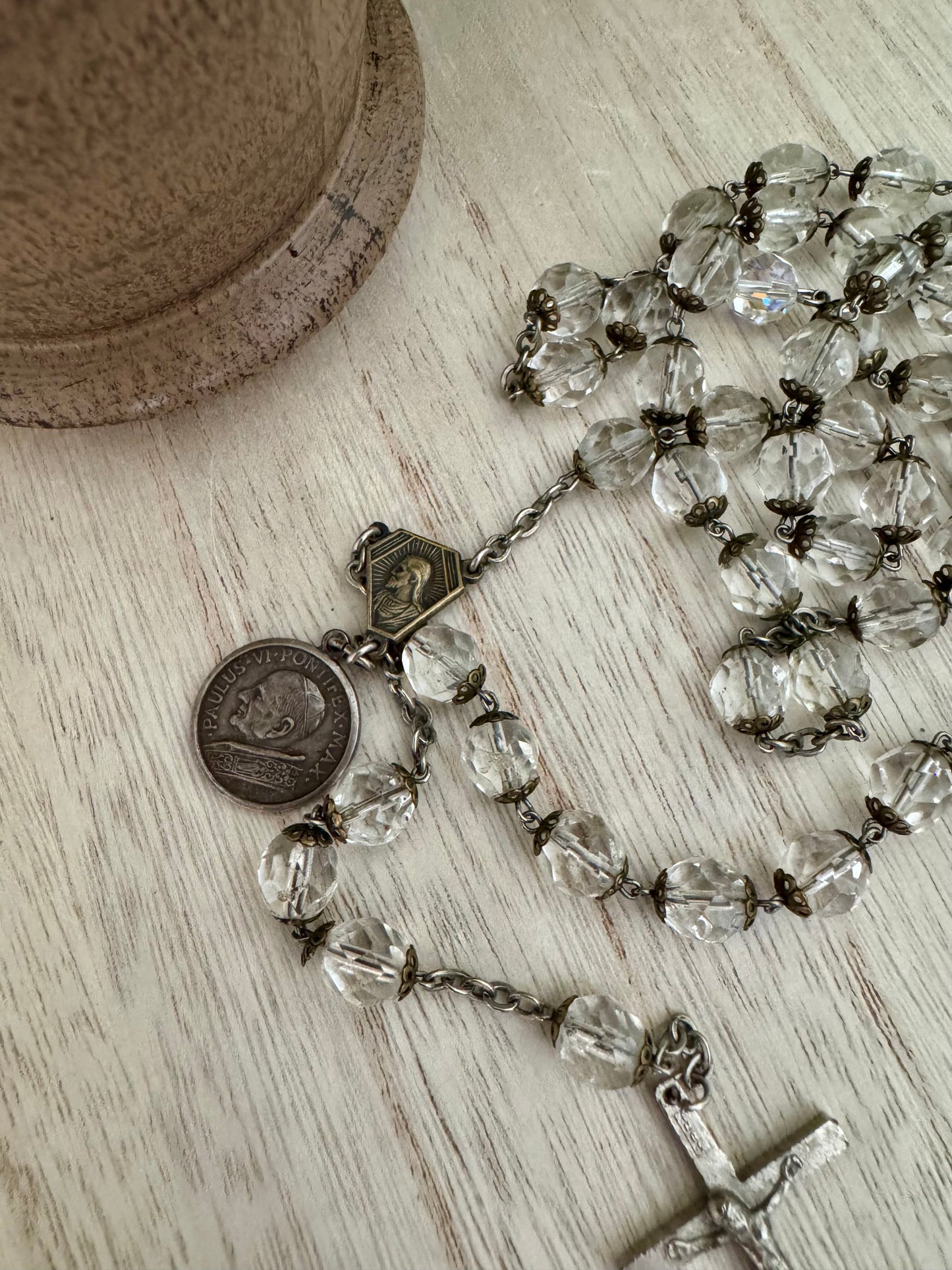 Vintage Italian Rosary – Crystal-Like Beads – 22"