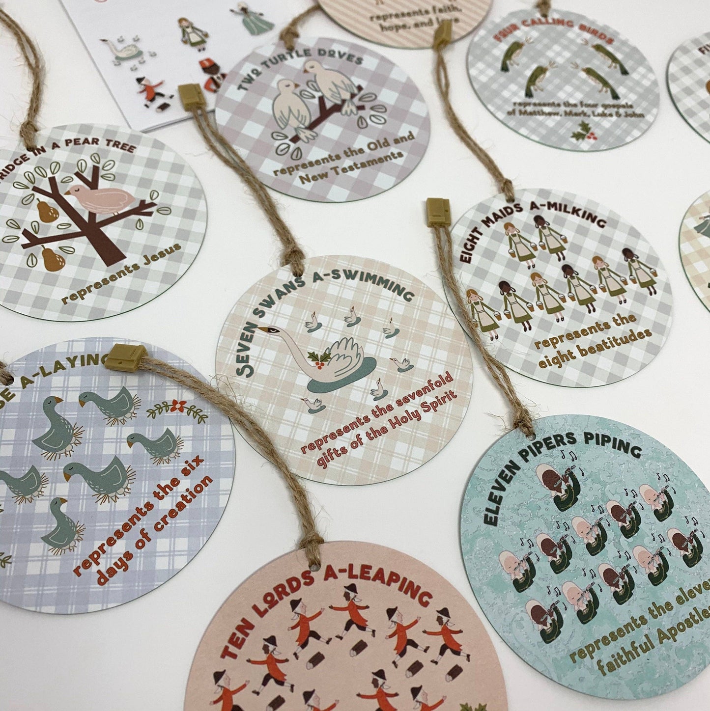 12 Days of Christmas Ornament Set. Baptism Gift. Meaning of 12 Days of Christmas Ornament, Coloring book and sticker Set. Catholic Christmas