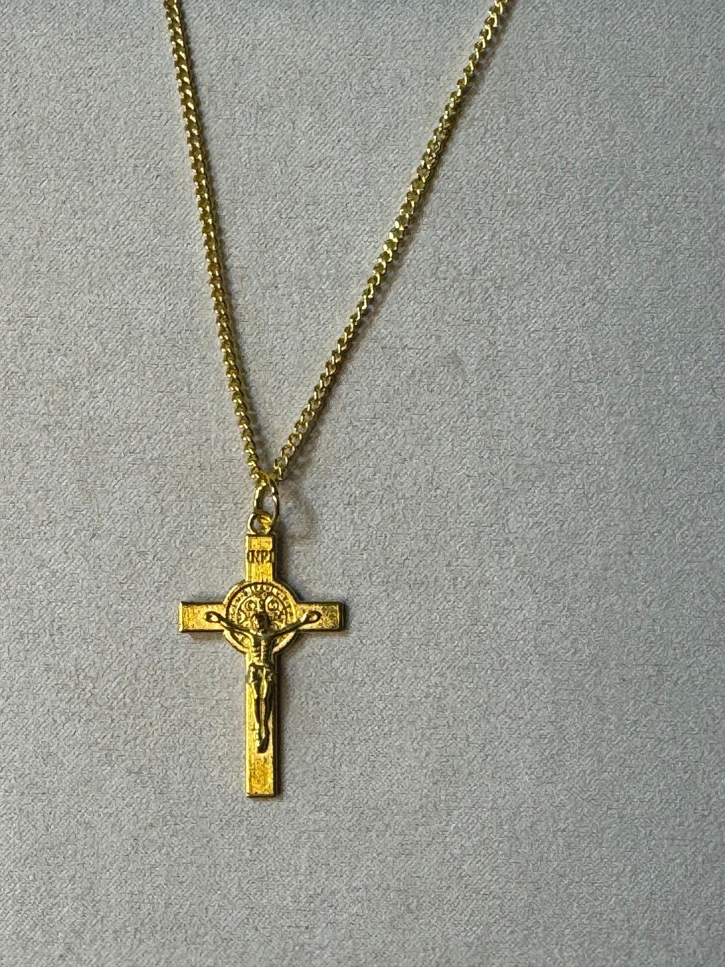 Gold-Tone St. Benedict Crucifix Necklace 18 inch.
