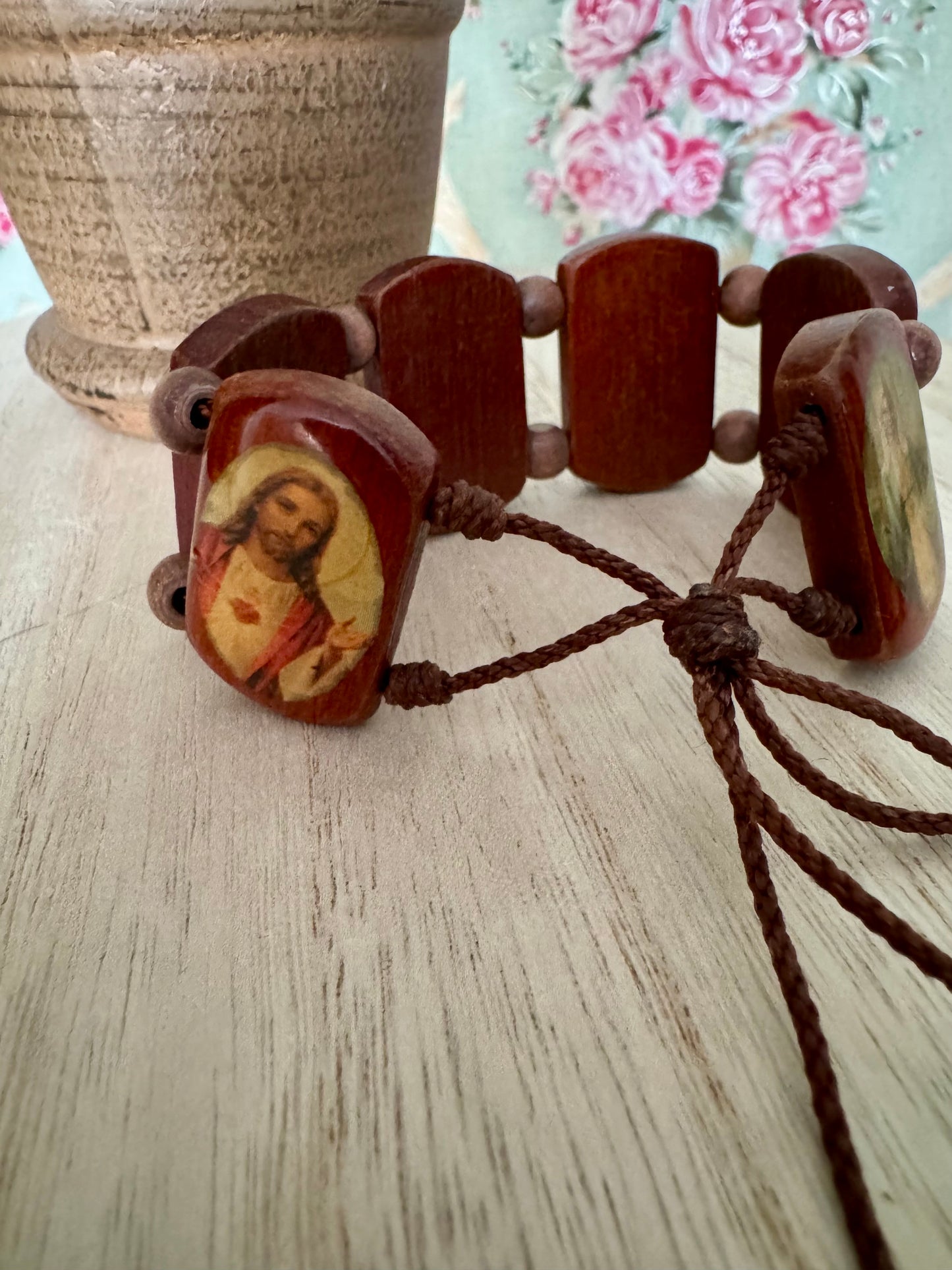 Chunky Vintage Holy Image Adjustable Bracelet