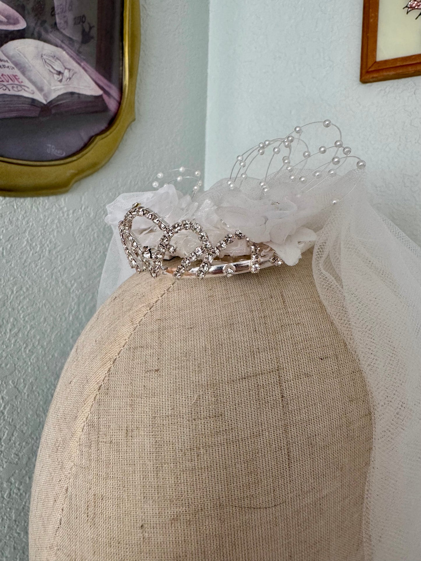 Handmade 23-Inch First Communion Veil with Tiara Style Three