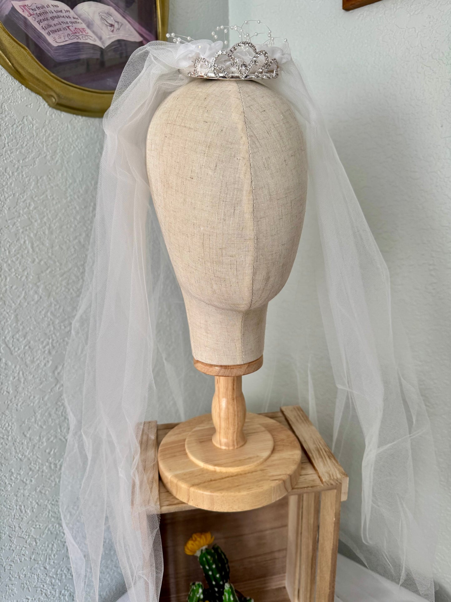 Handmade 23-Inch First Communion Veil with Tiara Style Two