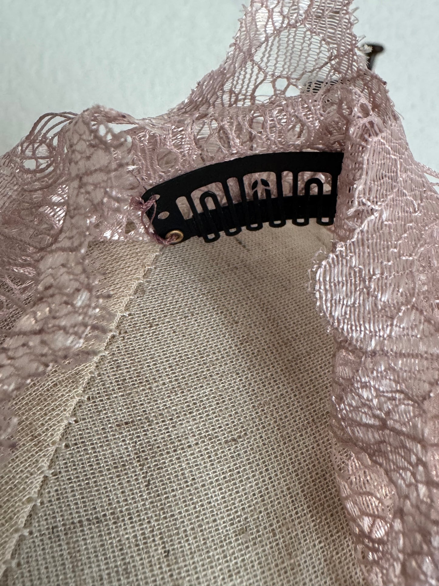 Elegant Light Pink Handmade Lace Infinity Veil 21x22
