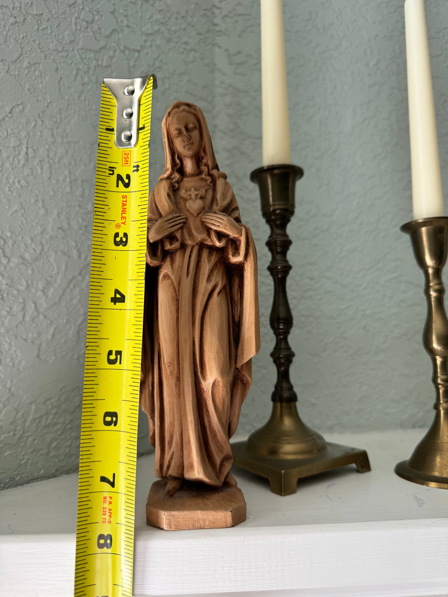 8 inch Wood Immaculate Heart of Mary Statue
