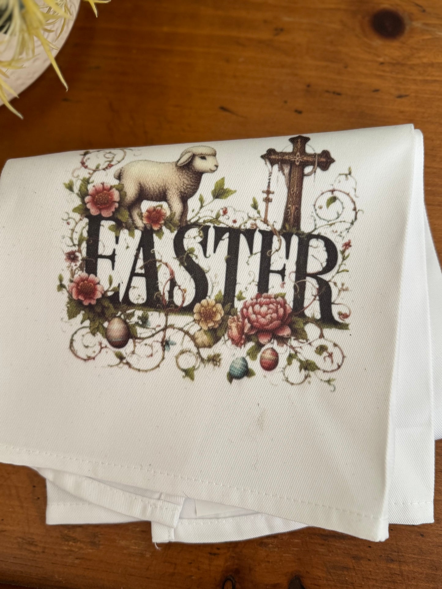 Easter Lamb & Cross Tea Towel