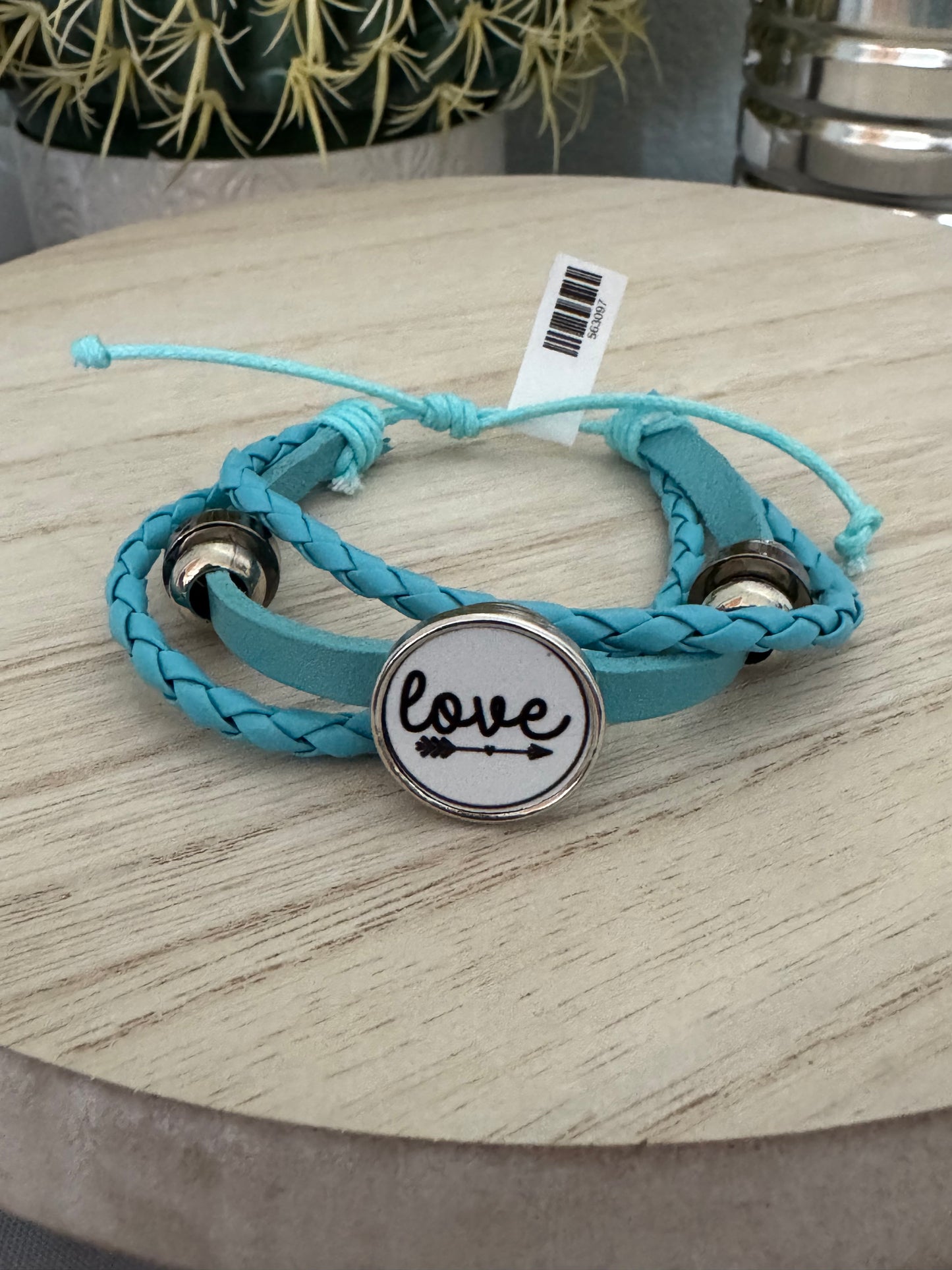 Faith-Inspired Braided Faux Leather Bracelet – Adjustable & Stylish - Blue