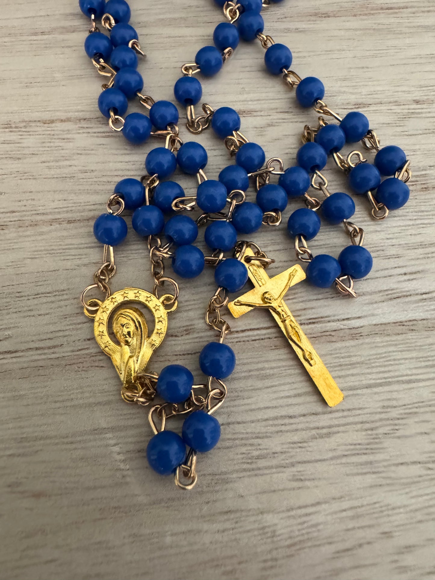 Bright Blue & Gold Rosary – Bold, Elegant, and Devotional