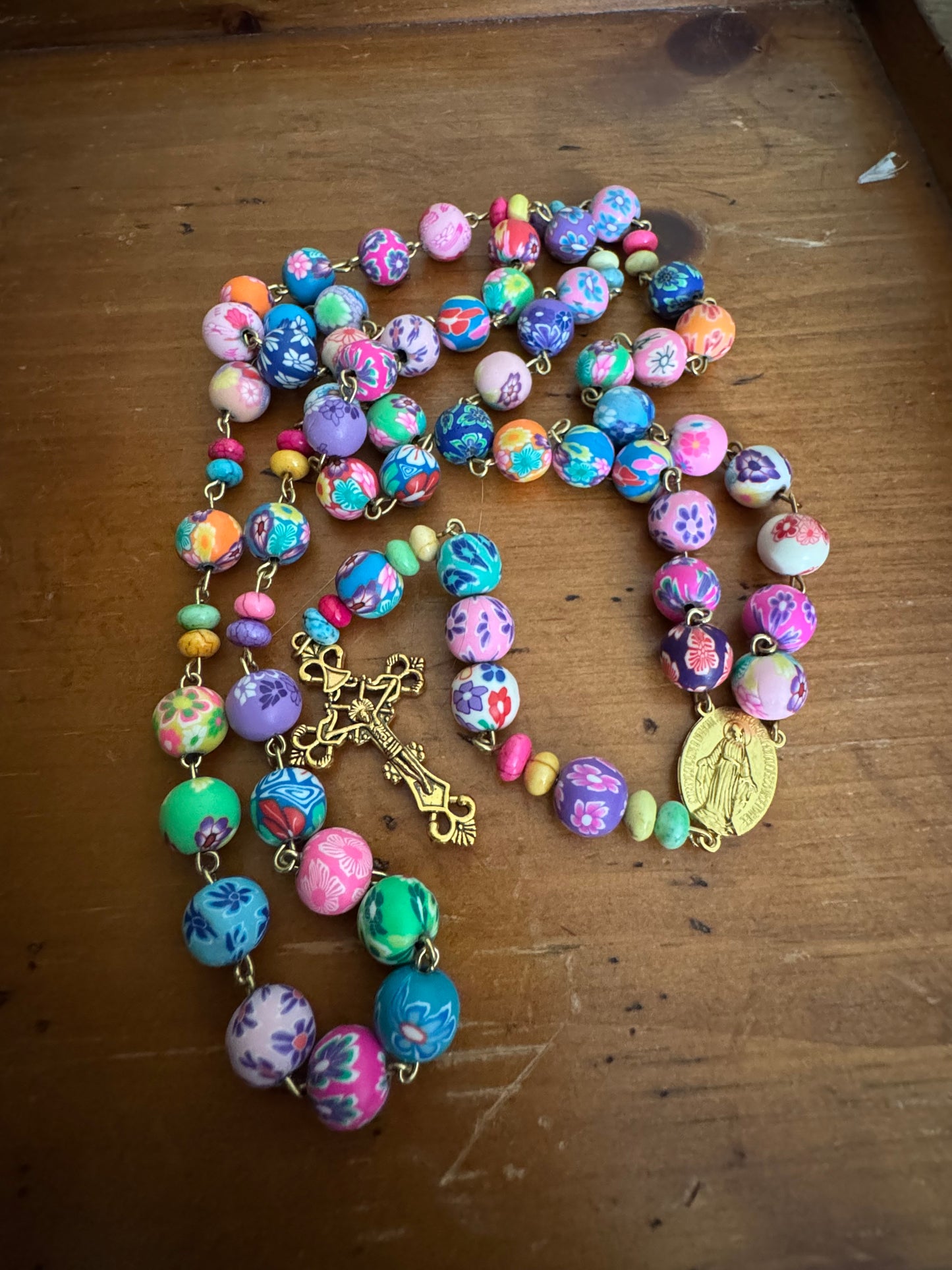 Handmade Colorful Chainlink Polymer Clay Rosary