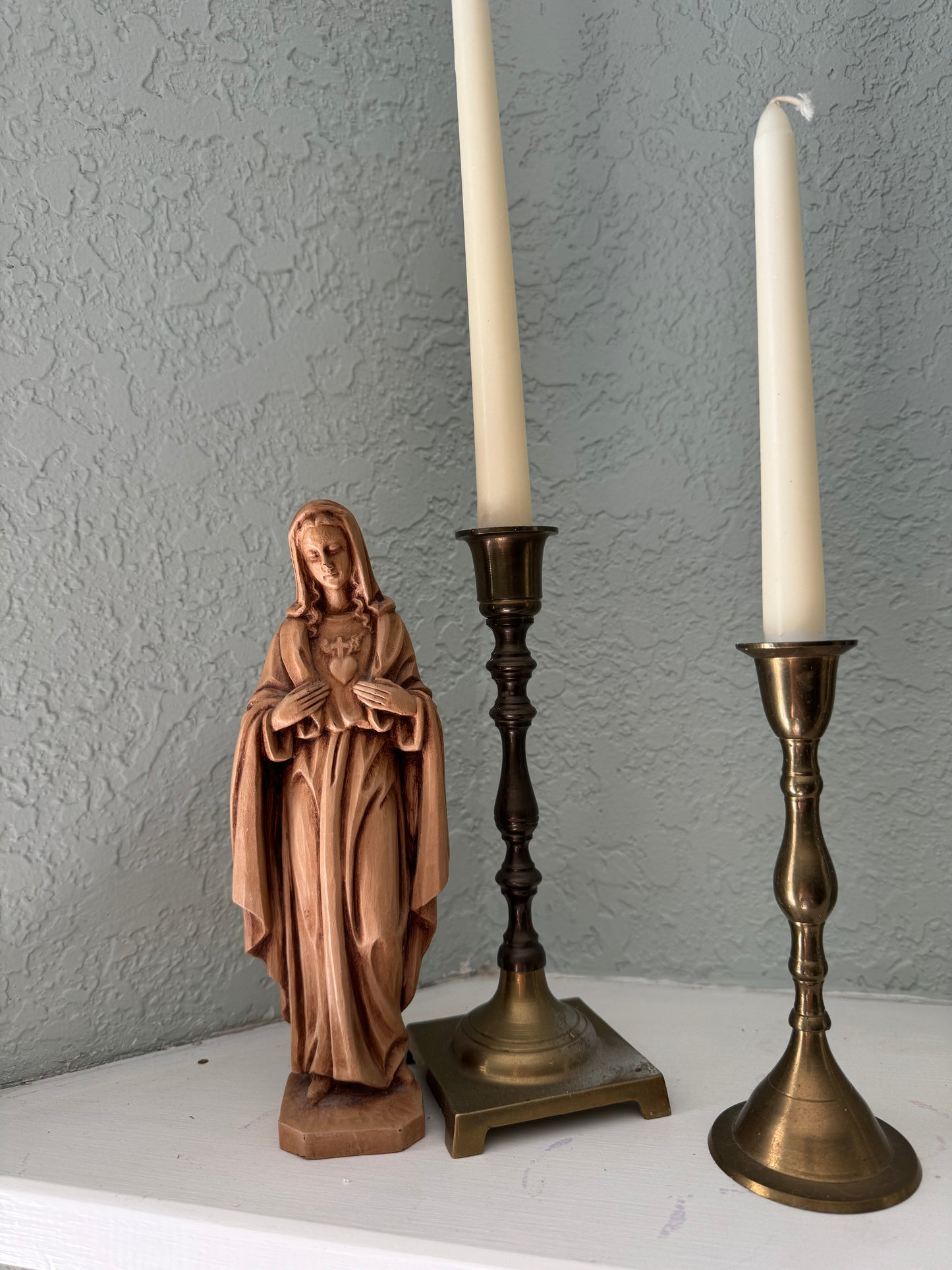 8 inch Wood Immaculate Heart of Mary Statue