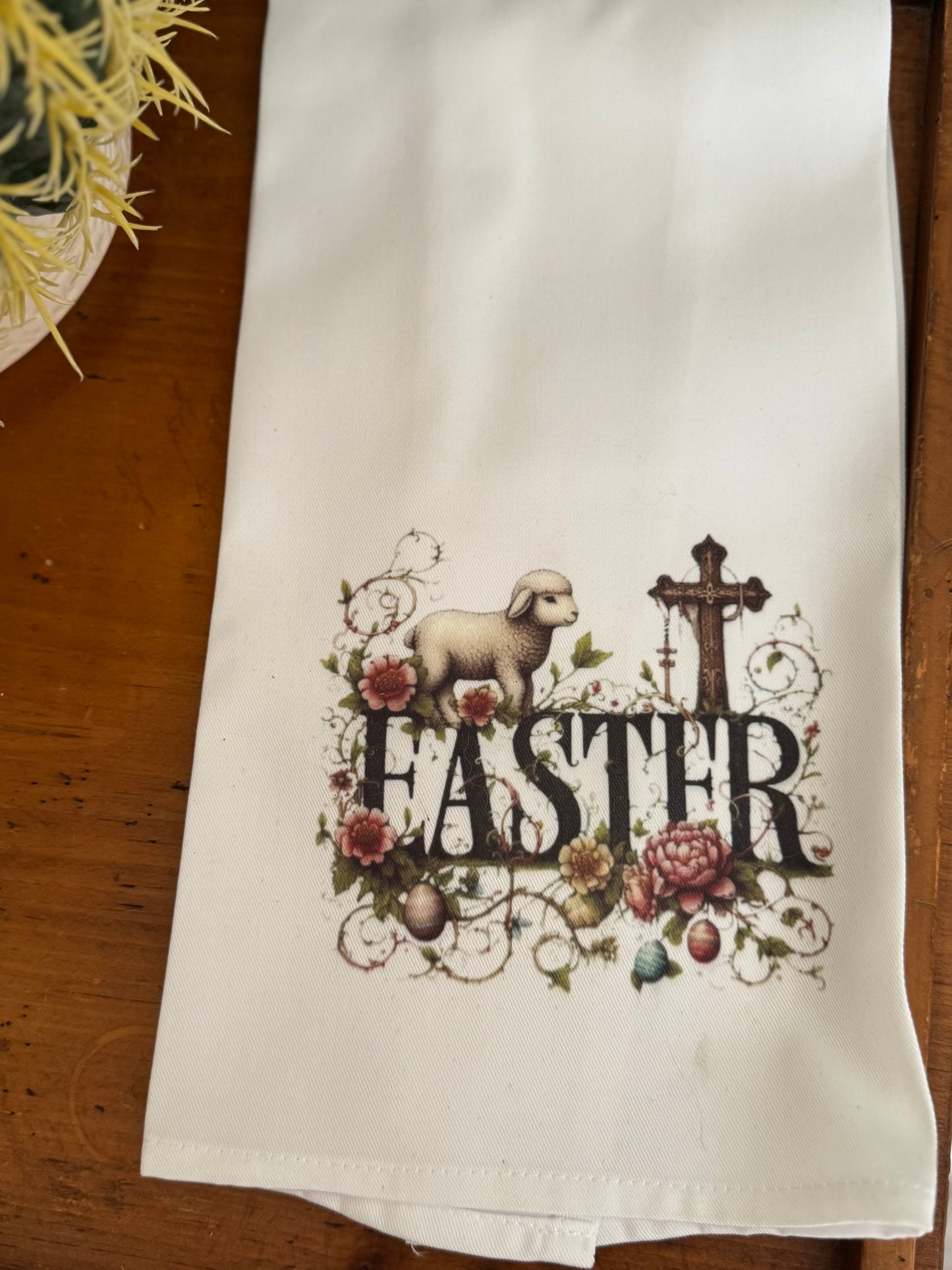 Easter Lamb & Cross Tea Towel