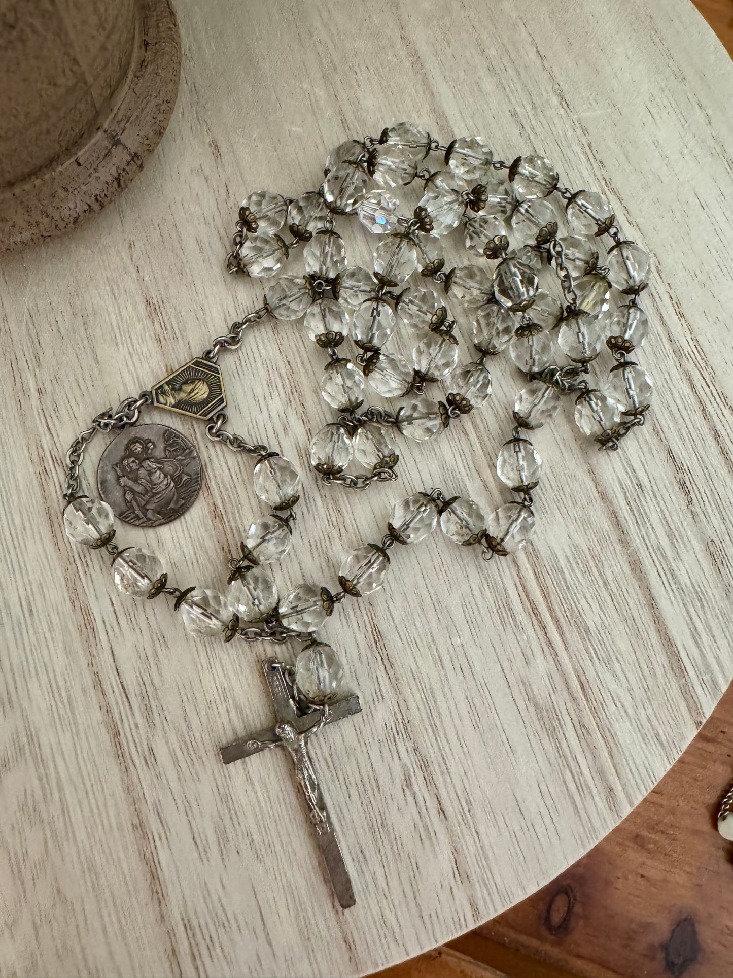 Vintage Italian Rosary – Crystal-Like Beads – 22"