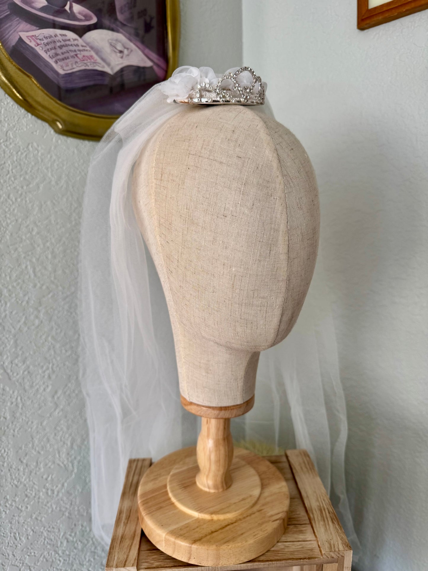 Handmade 23-Inch First Communion Veil with Tiara Style Two