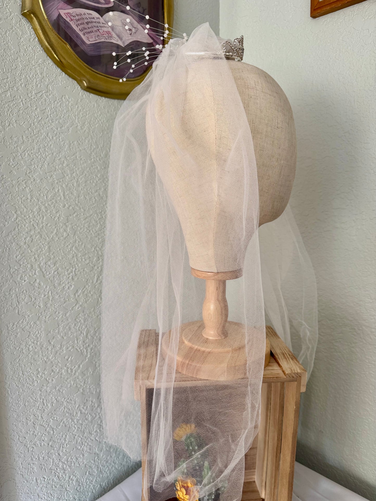 Handmade 23-Inch First Communion Veil with Tiara Style One