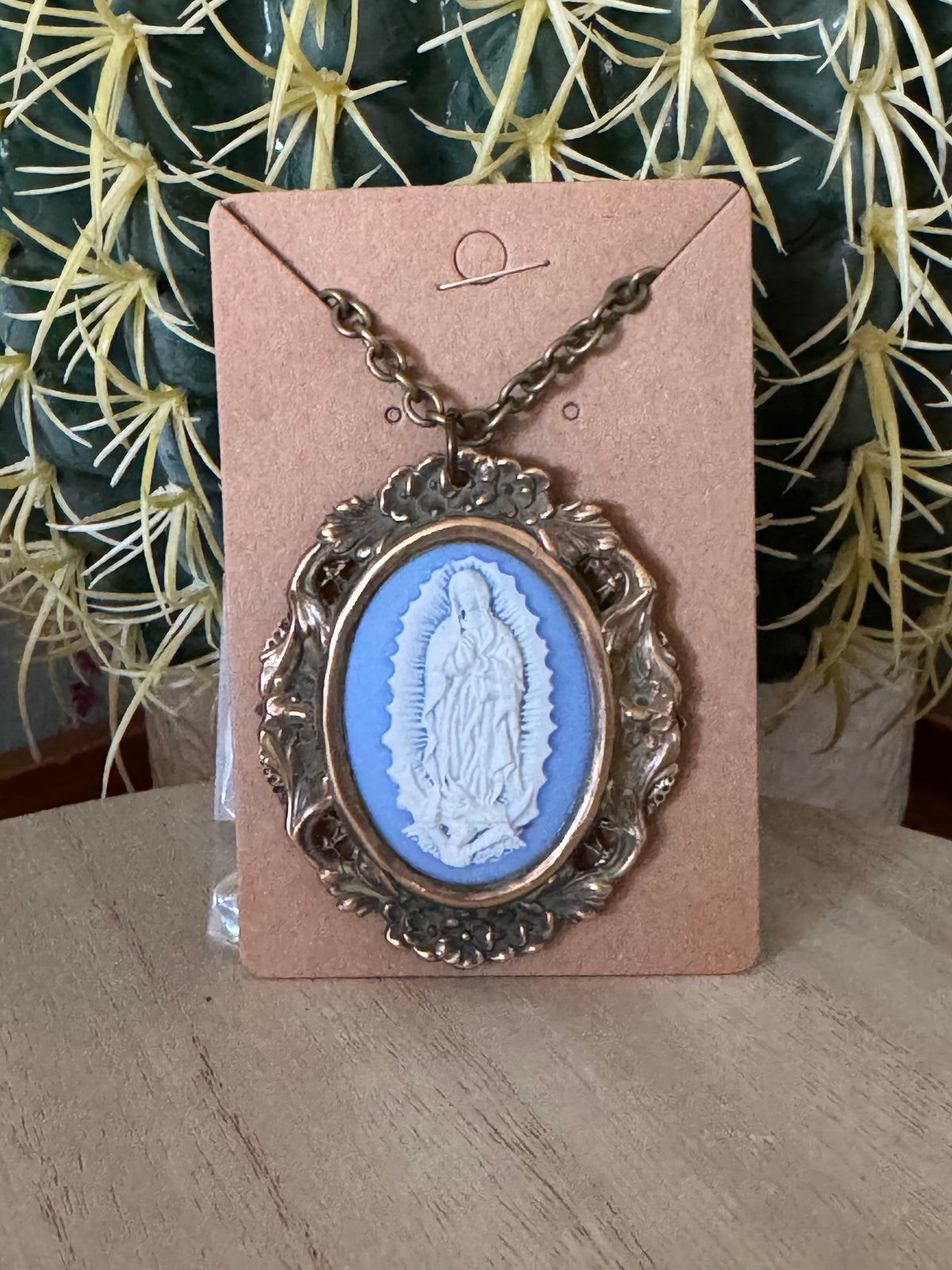 Vintage Style Cameo Our Lady of Guadalupe Necklace
