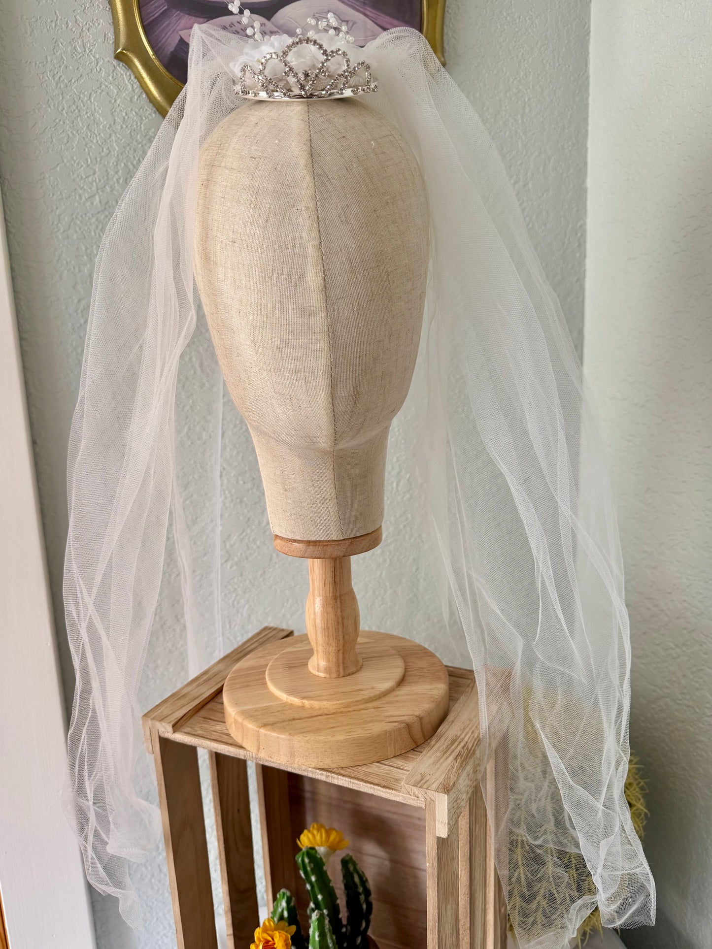 Handmade 23-Inch First Communion Veil with Tiara Style One