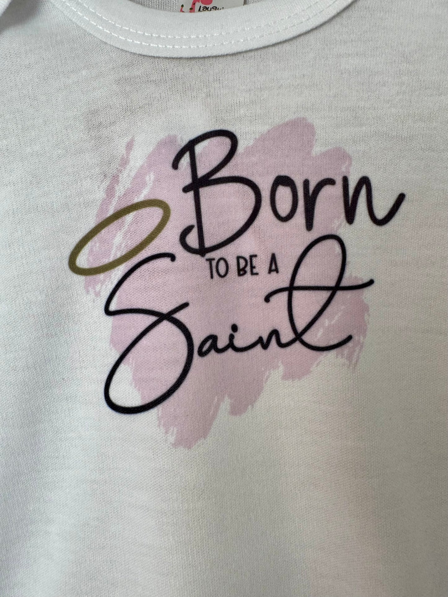 Born to Be a Saint Baby Onesie - Laughing Giraffe