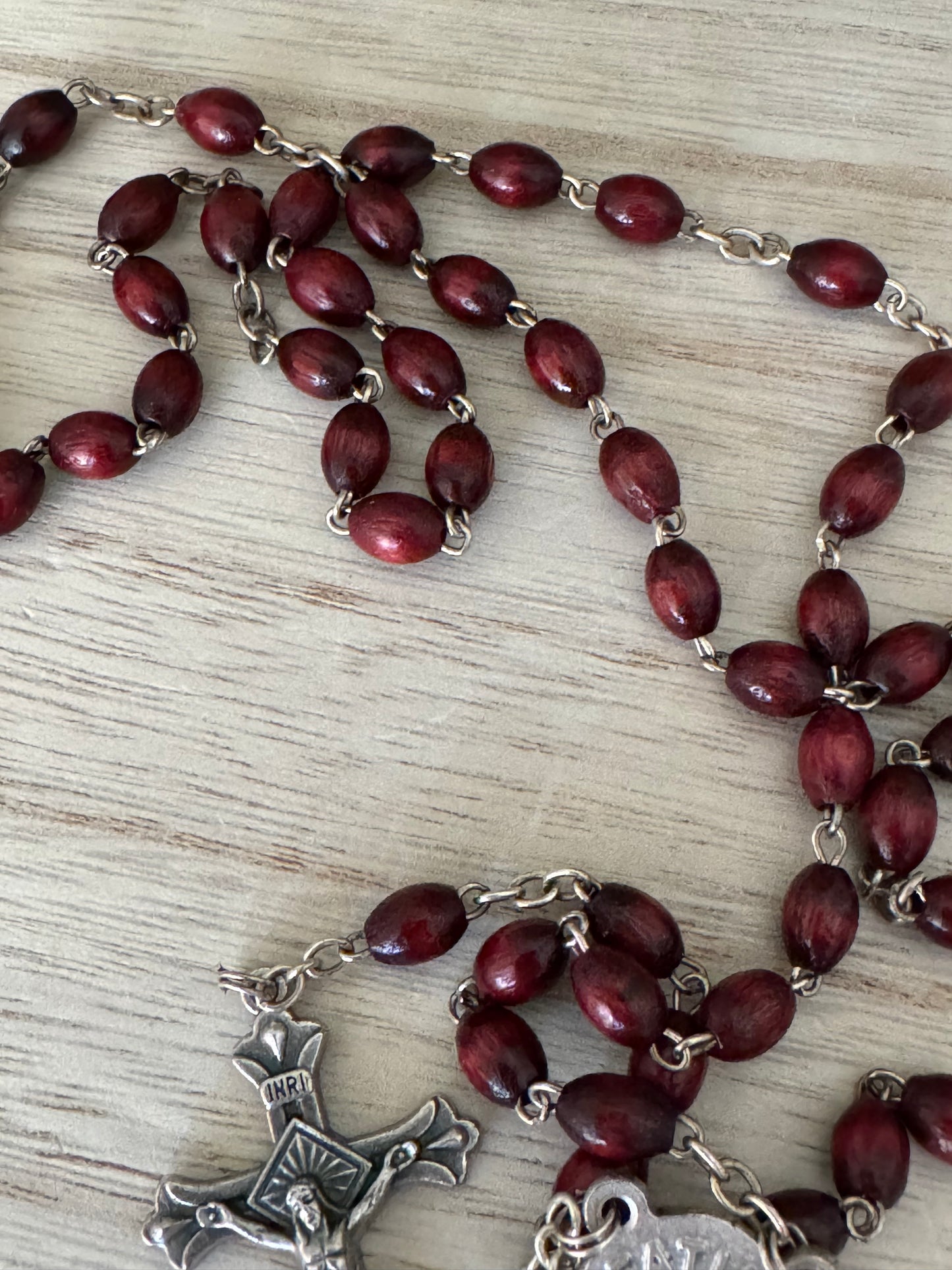 Vintage Red Fatima Rosary | 90th Anniversary Inscription (1917-2007)