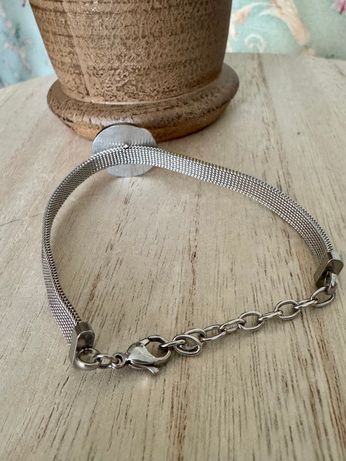Stainless Steel Adjustable Bracelet with Our Father Prayer in Spanish