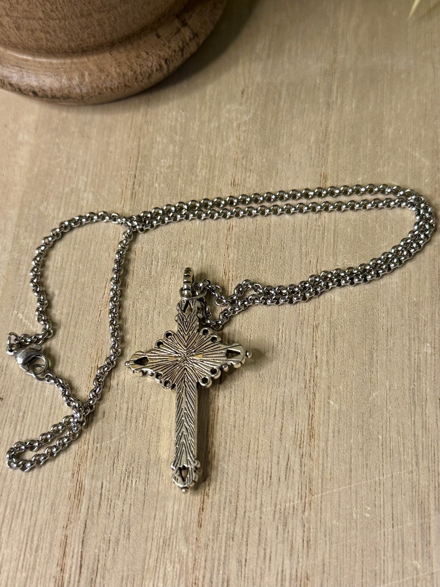 Silver Crucifix Necklace 18 inch