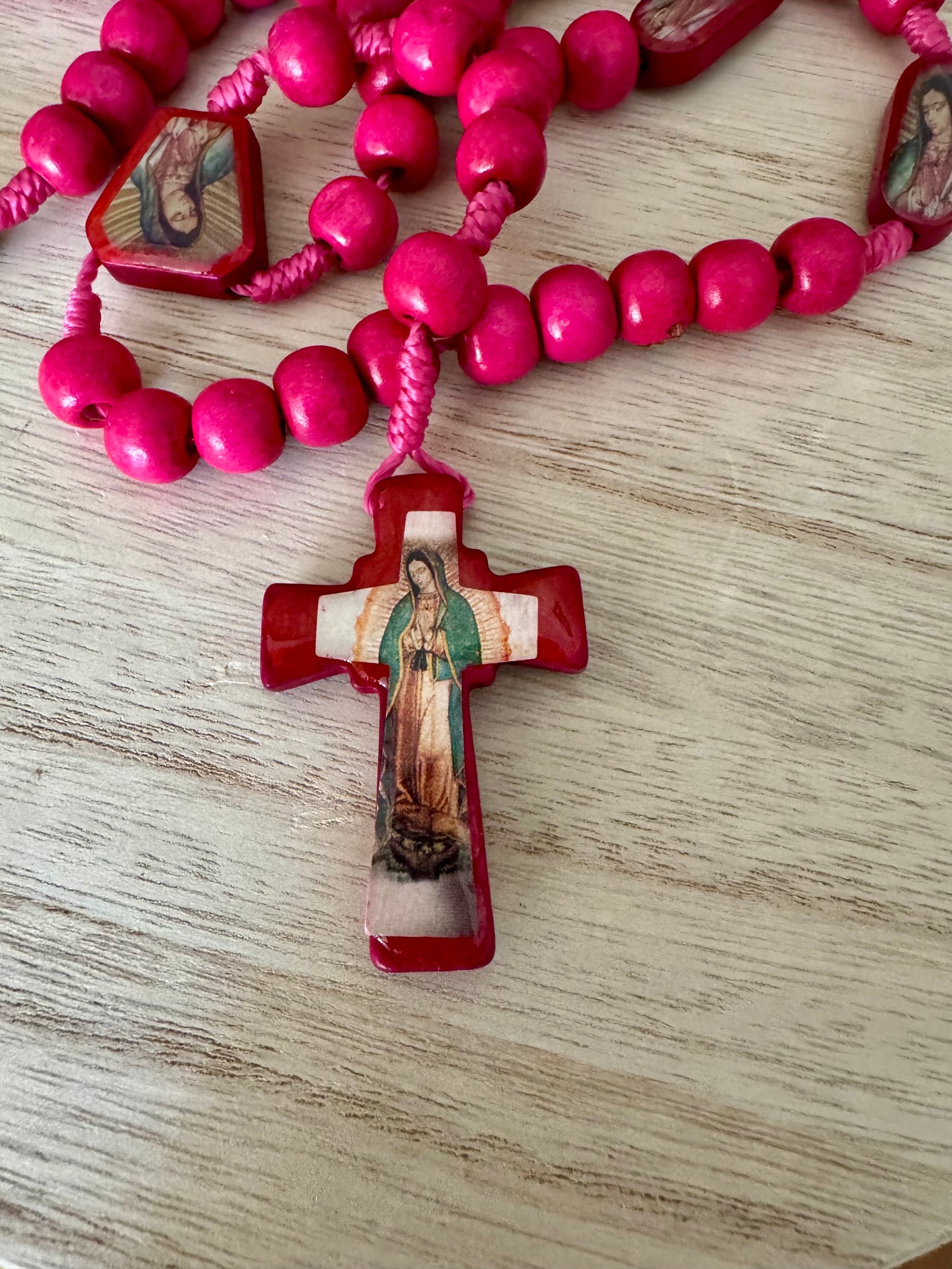 Bright Pink Rosary – Our Lady of Guadalupe