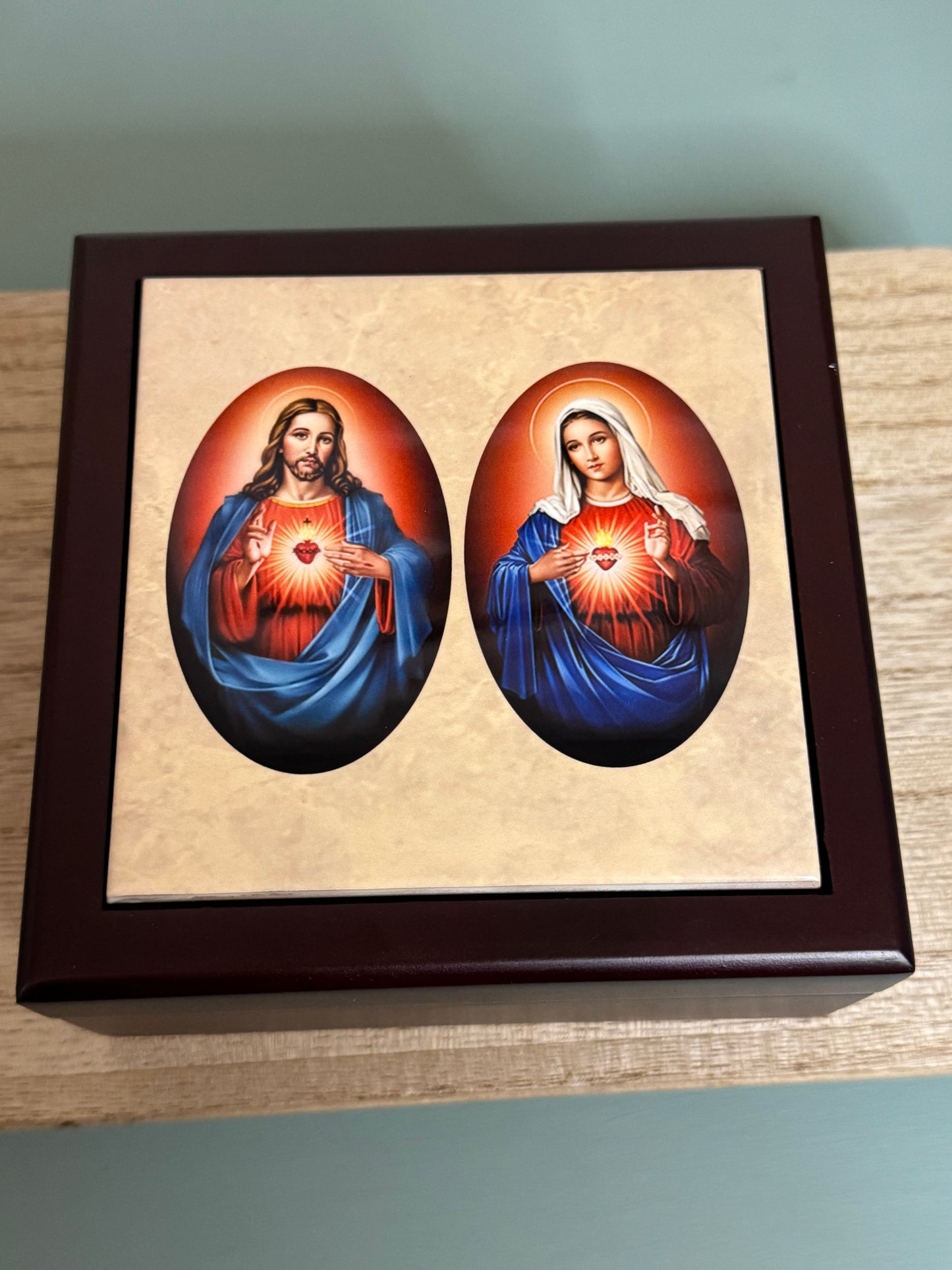 Keepsake box Sacred Heart & Immaculate Heart