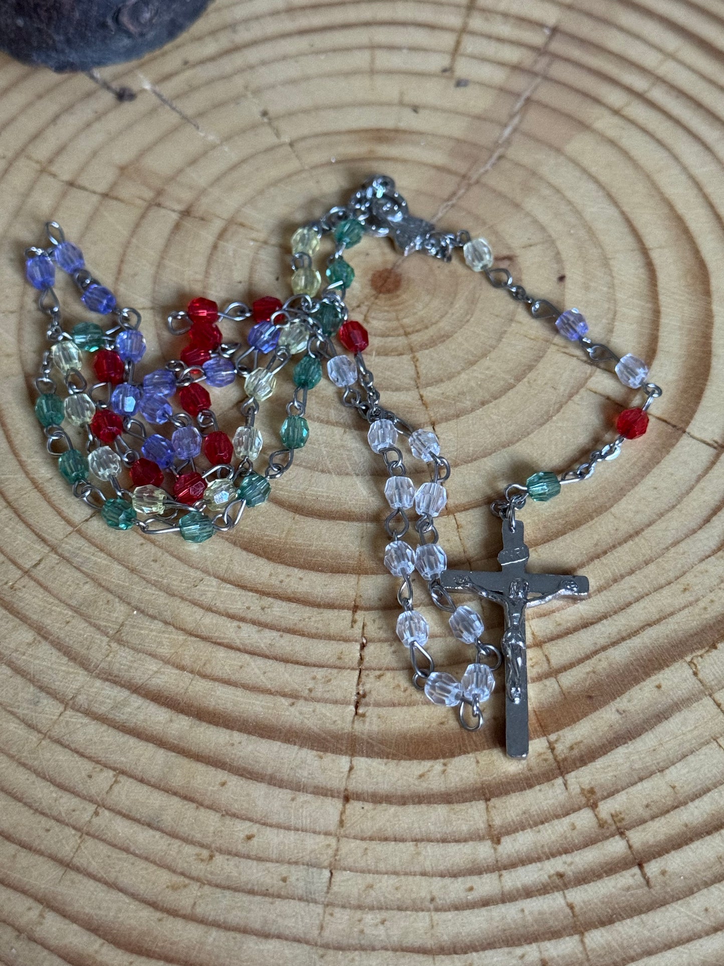 Multi-Colored Beaded Rosary with Crucifix