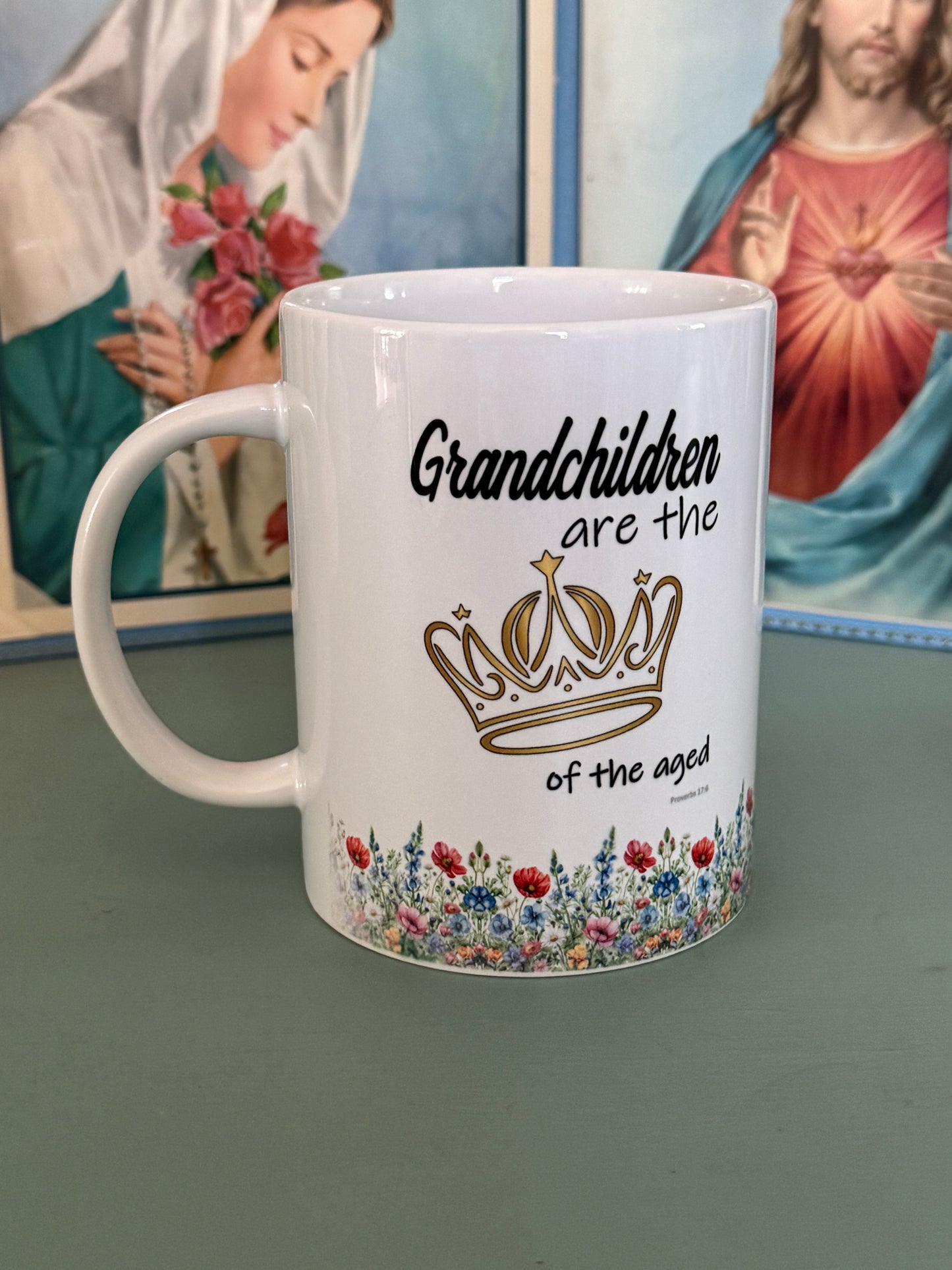 Lovely 15oz Coffee Mug - "Grandchildren Are the Crown of the Aged"