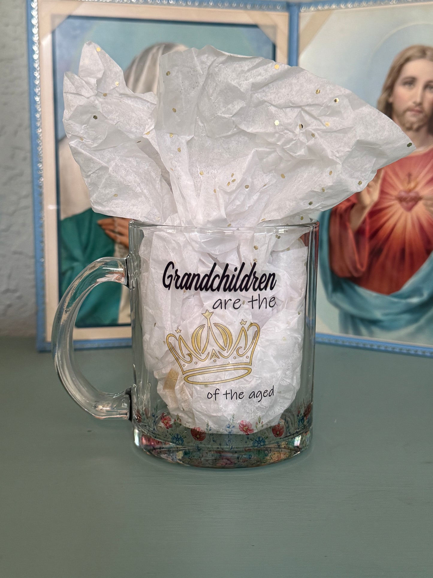 11oz Grandchildren Are the Crown Clear Coffee Cup