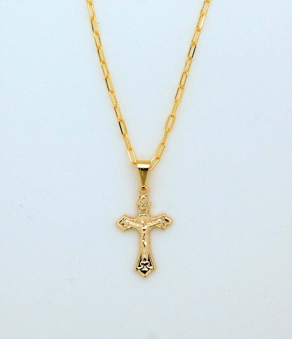 Gold Crucifix Pendant Necklace