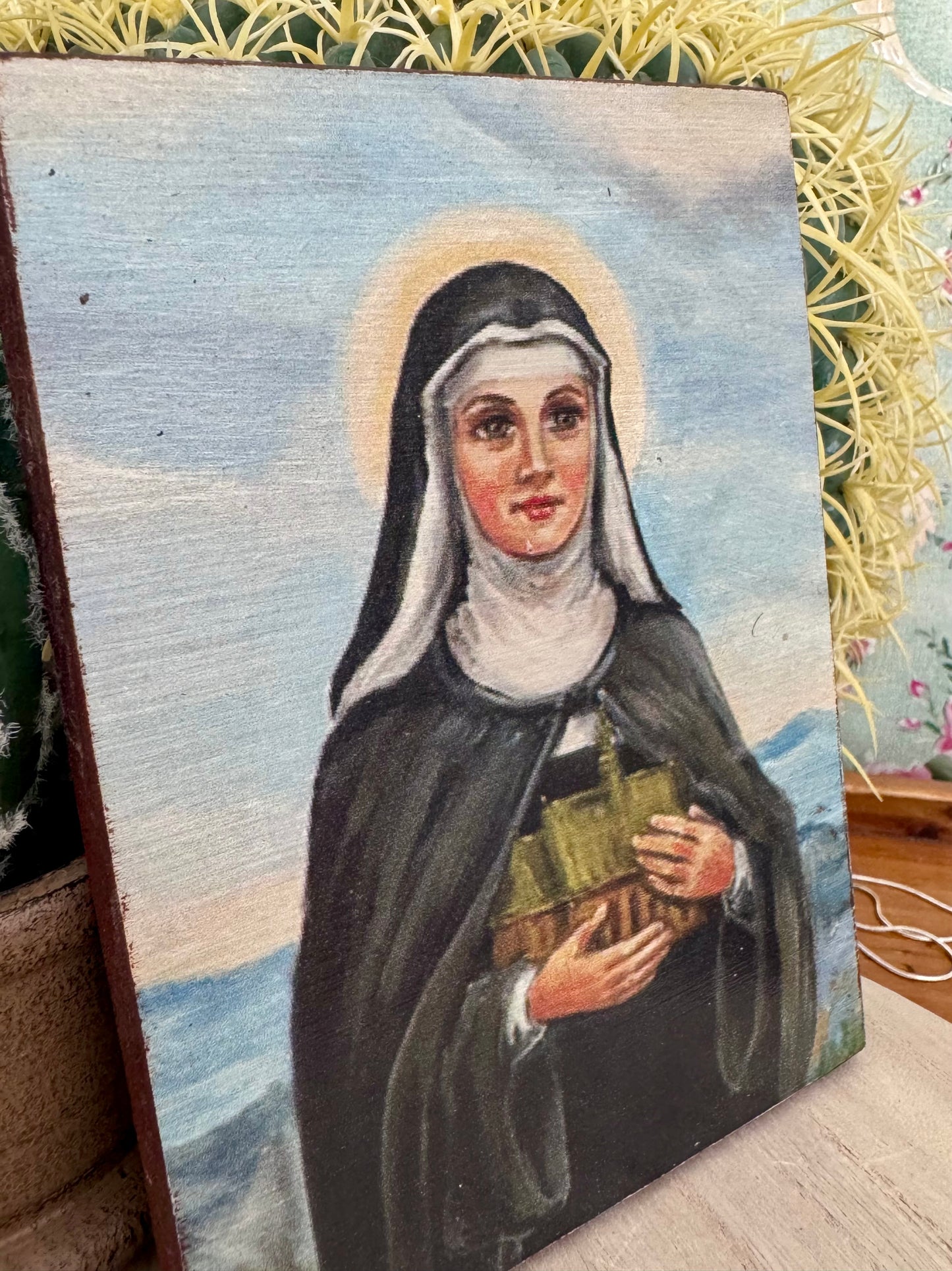 Vintage Saint Kinga of Poland Icon on Wood