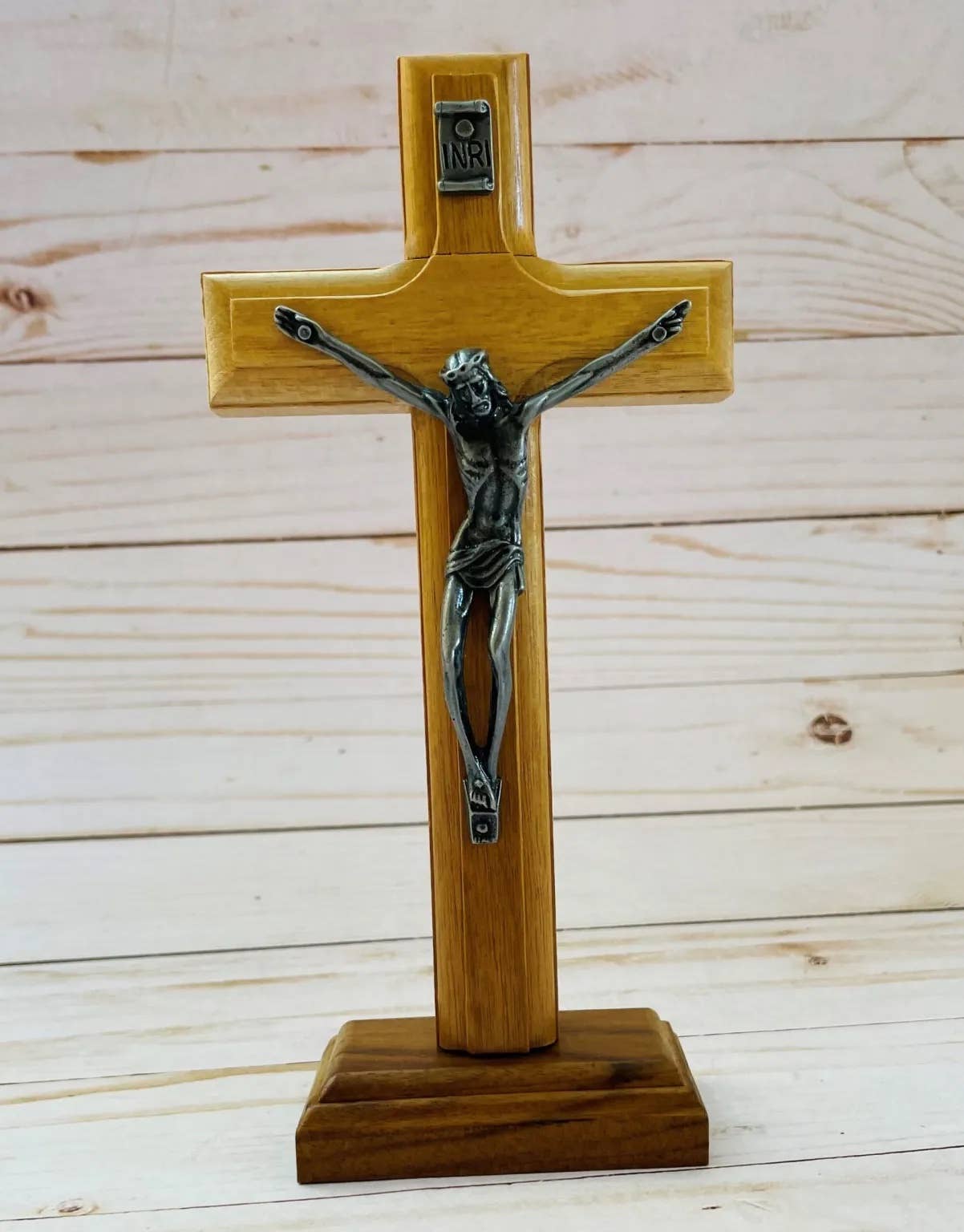 Handcrafted Wooden Cross with Stand