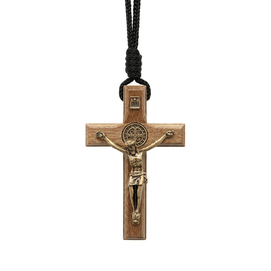 Wooden St. Benedict Crucifix Necklace – Catholic Necklace & Faith Gift